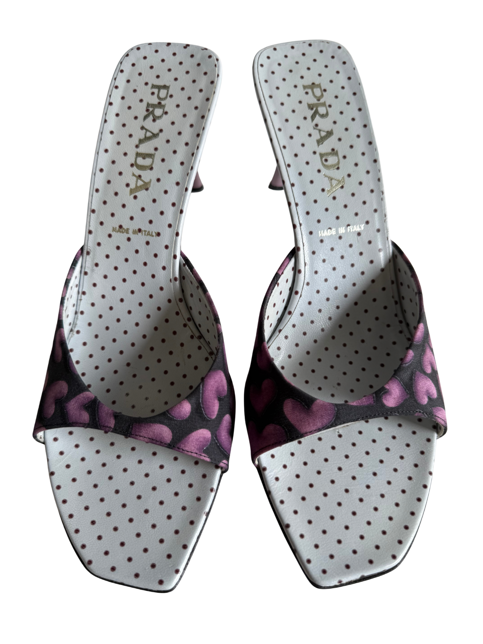 00SS PRADA heart motif mule sandals Y2K 00SS PRADA heart motif