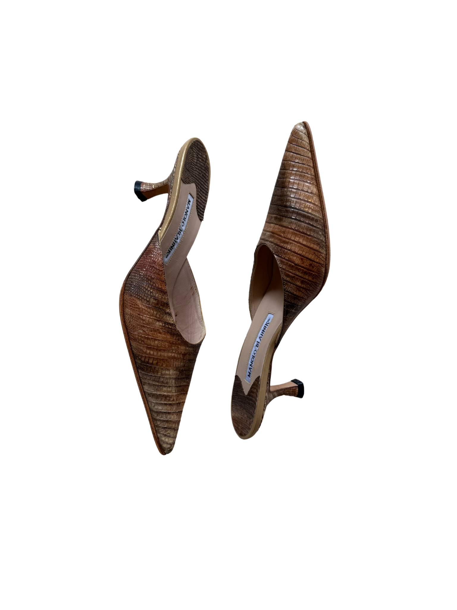 Manolo Blahnik Lizard Mules 36.5