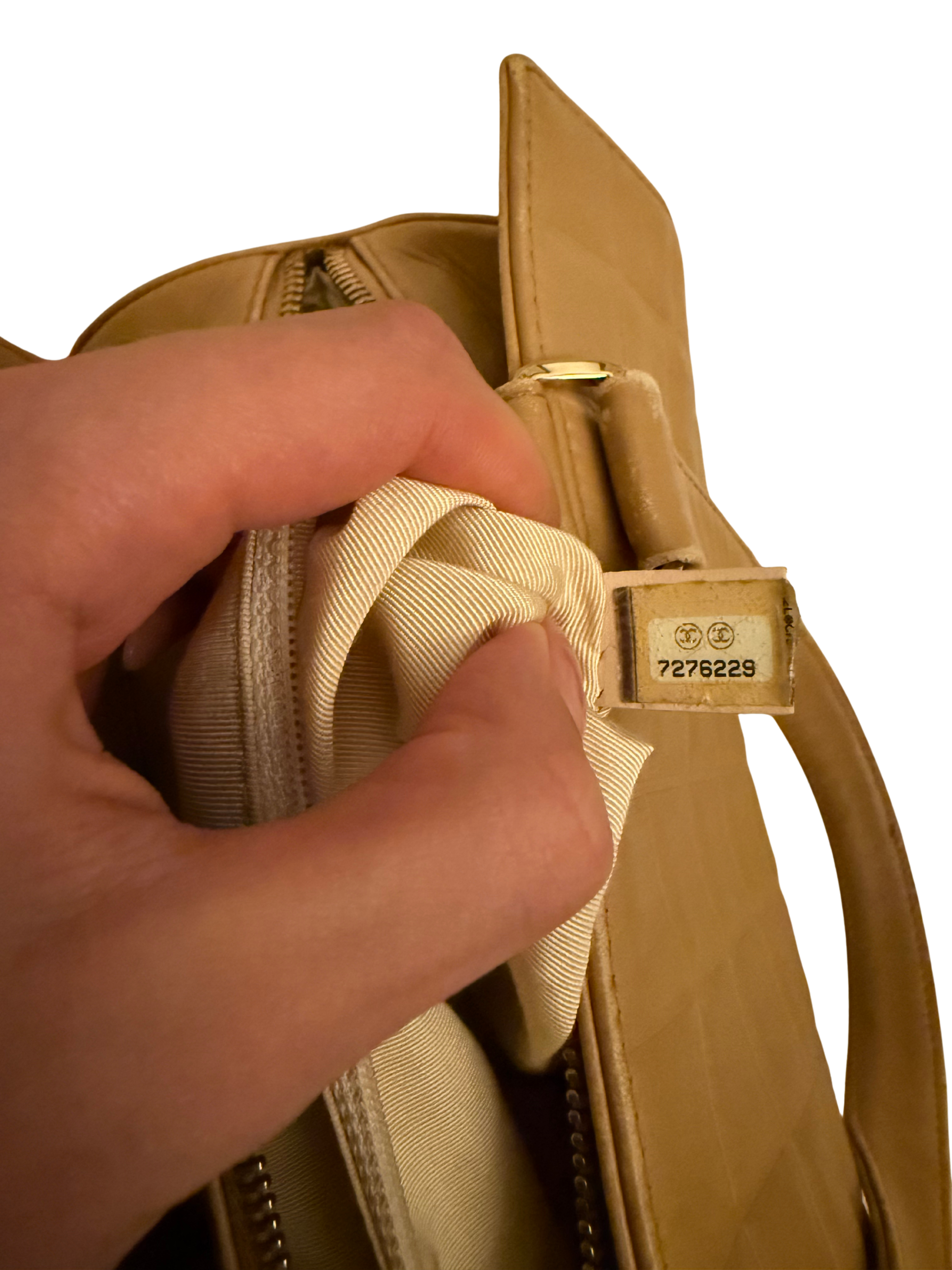 Chanel Beige Quilted Chocolate Bar Bag