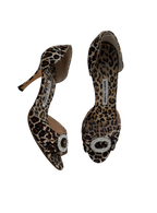 Manolo Blahnik Leopard Print Embellished D’Orsay Heels