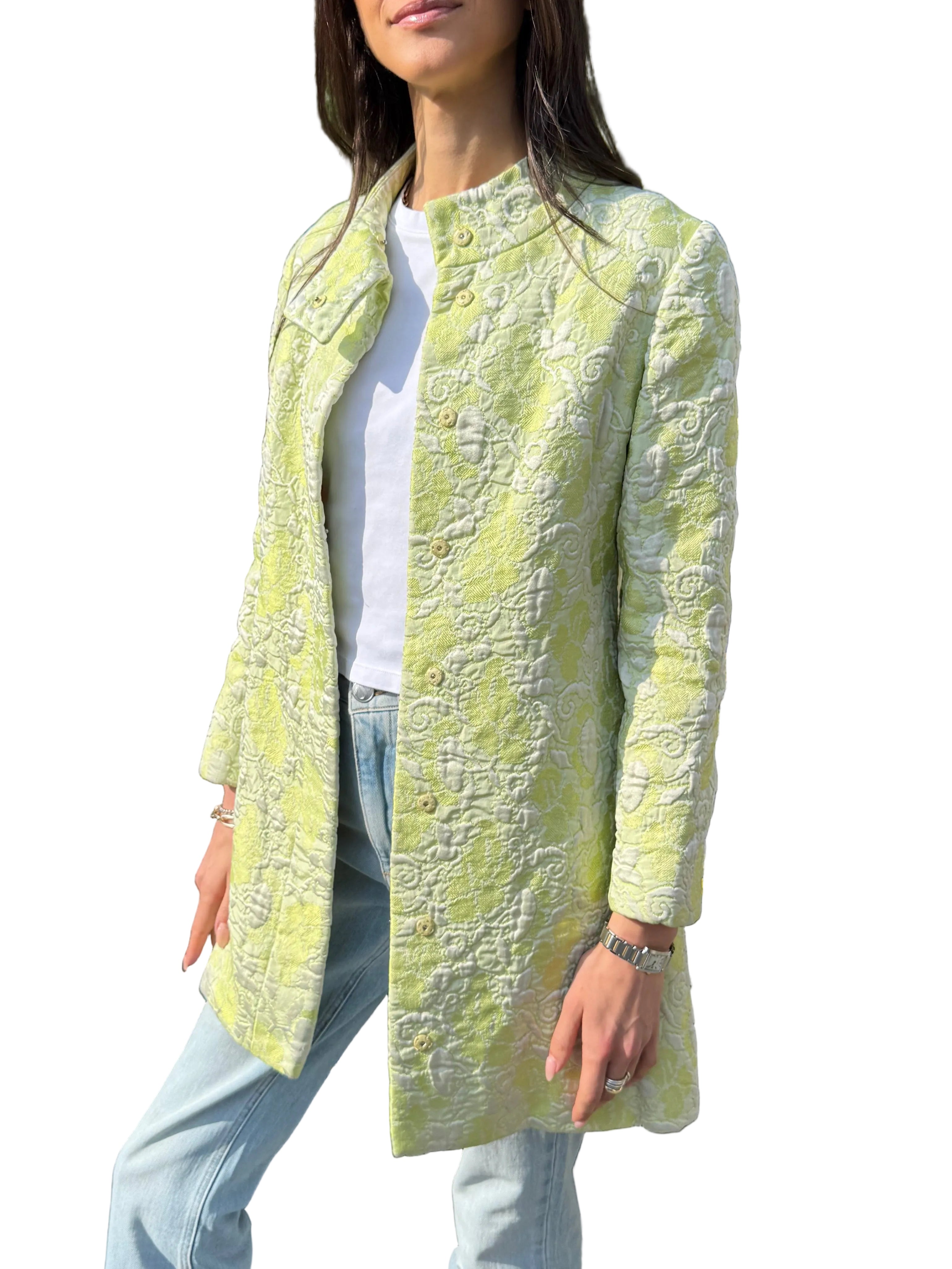 Estelle Allardale 1950s Green Jacquard Jacket