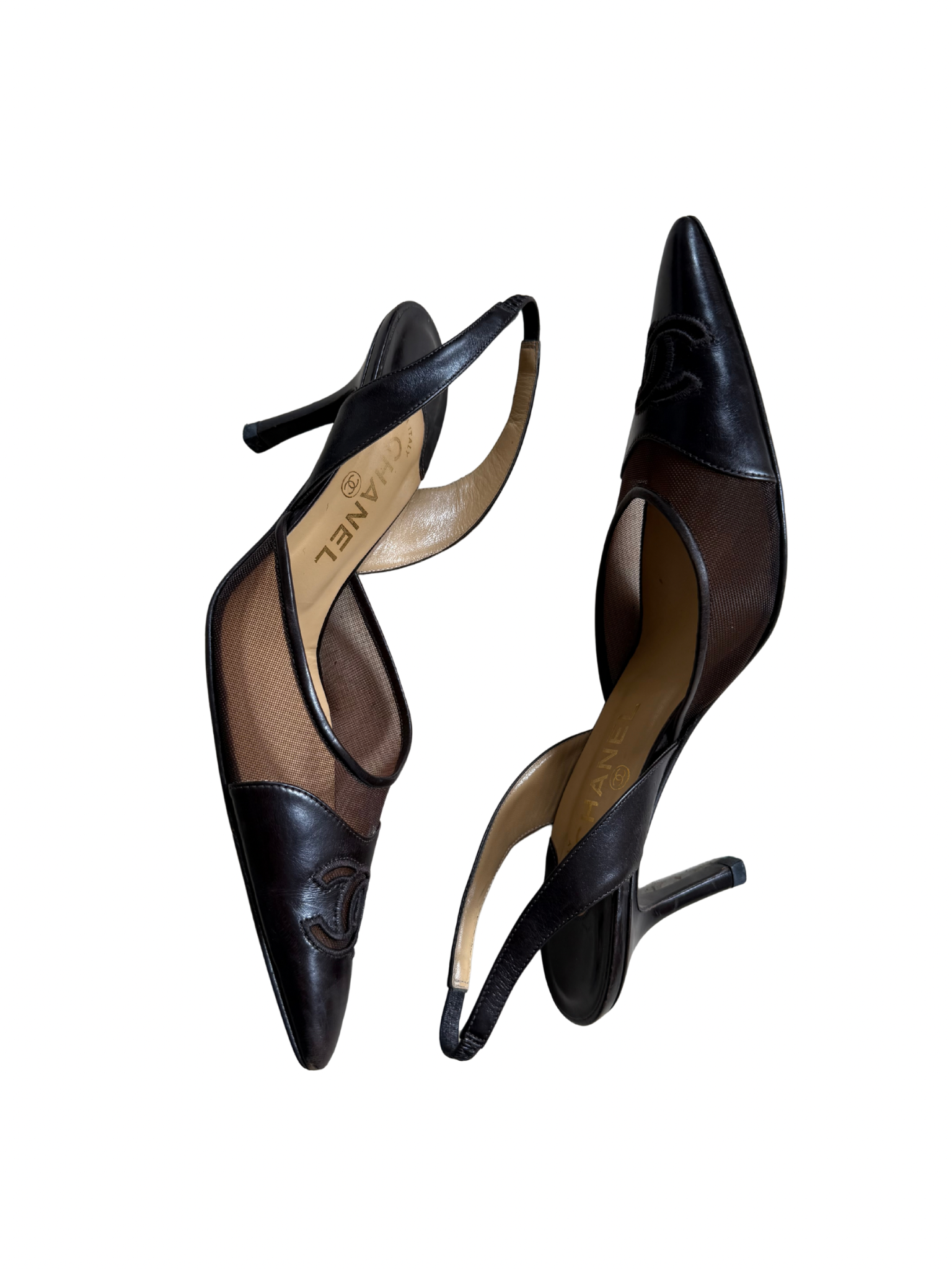 Chanel Vintage Mesh CC Slingback Heels