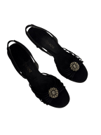 Yves Saint Laurent Black Crystal Satin Heels