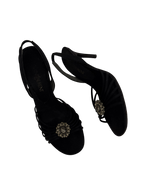 Yves Saint Laurent Black Crystal Satin Heels