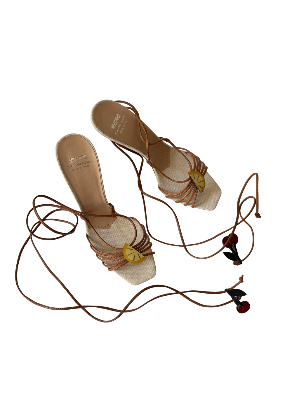 Moschino Fruit Charm Lace Up Heels