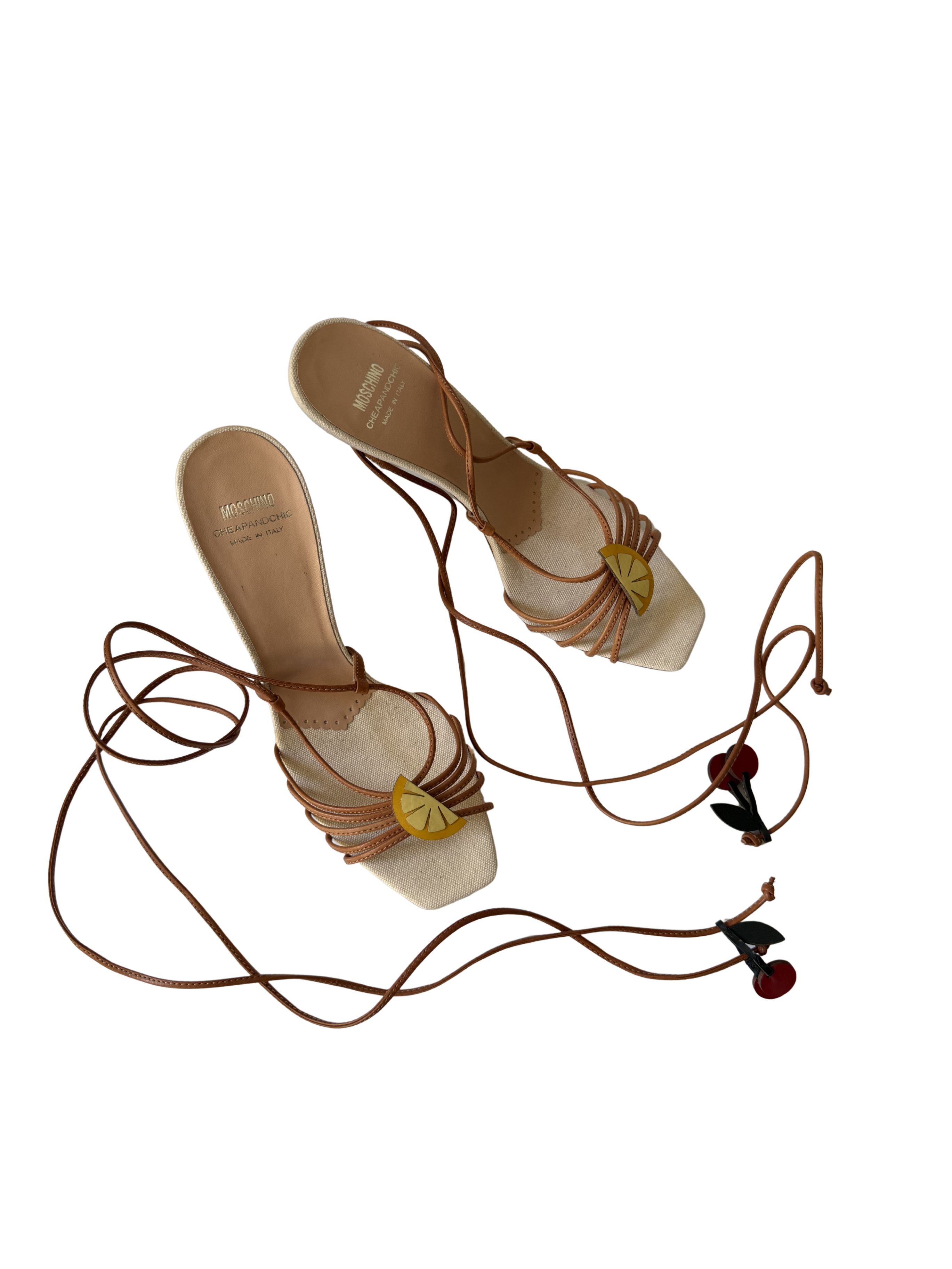 Moschino Fruit Charm Lace Up Heels