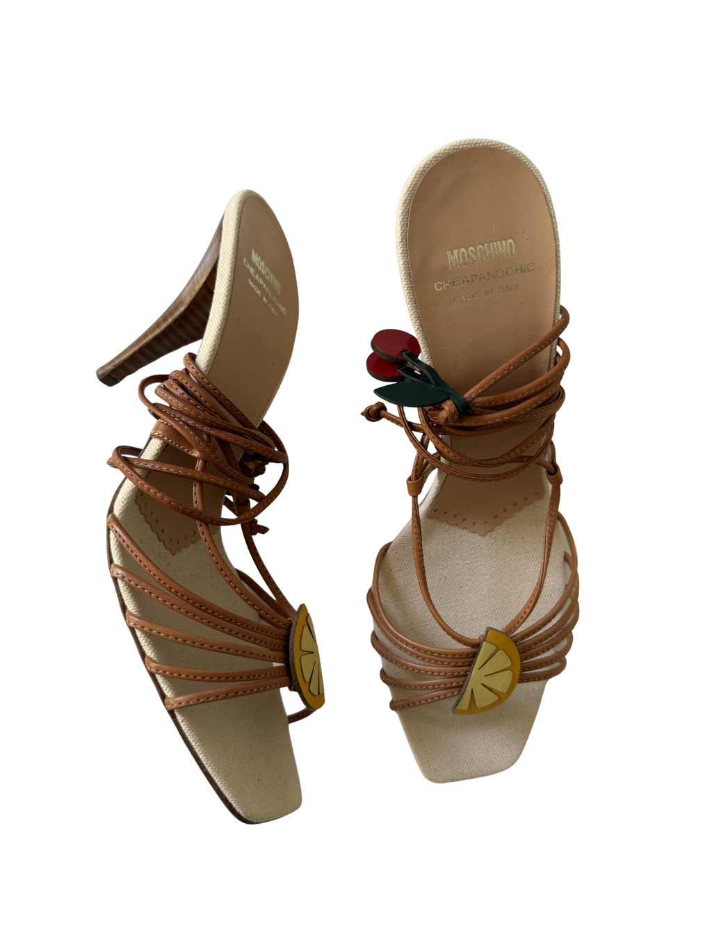 Moschino Fruit Charm Lace Up Heels