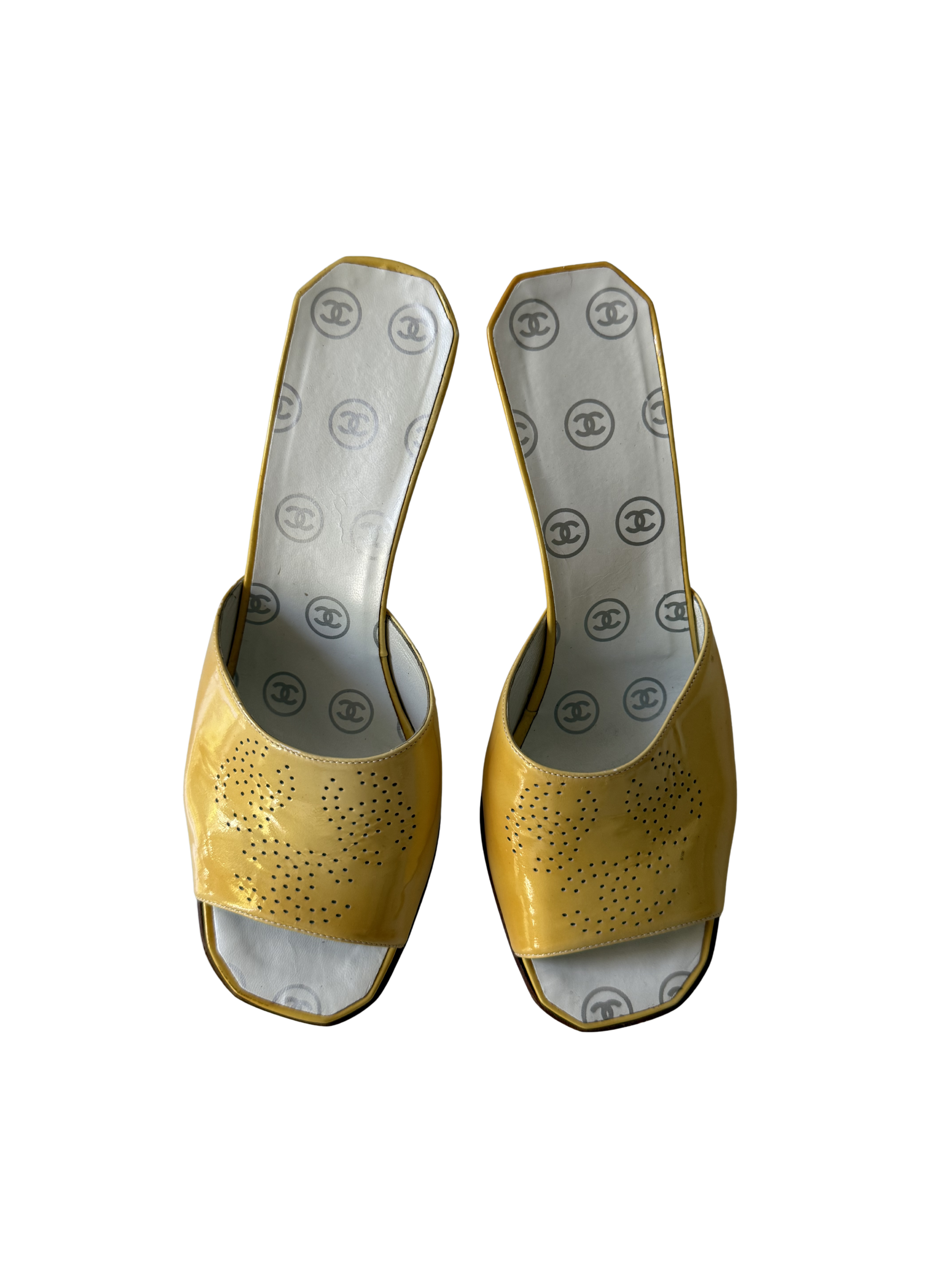 Chanel 2001 Yellow Patent Leather Mules