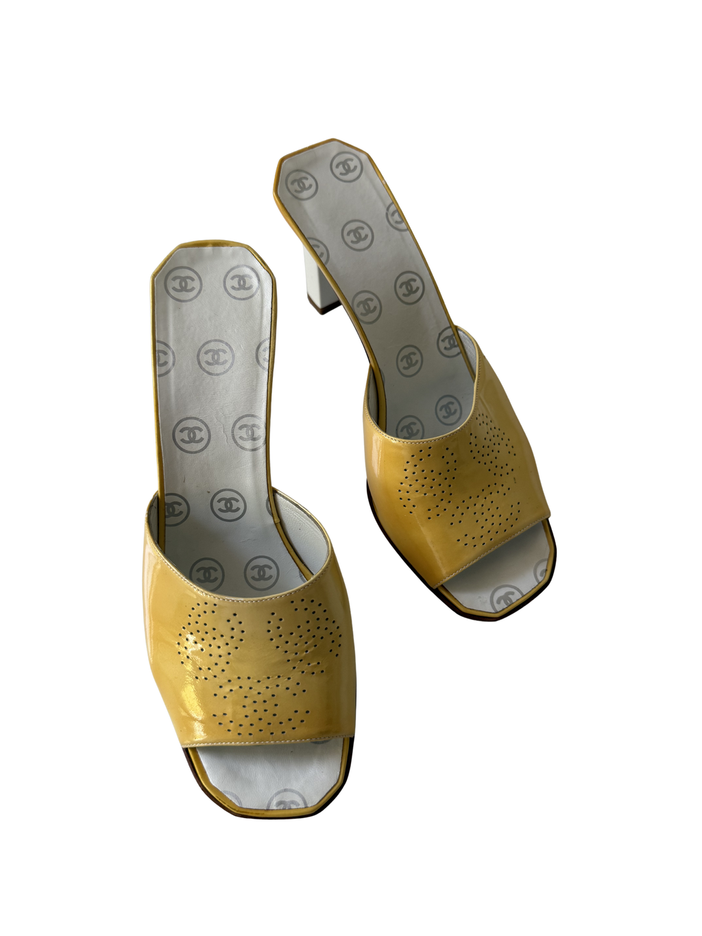 Chanel 2001 Yellow Patent Leather Mules