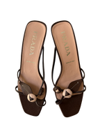 Prada 1990s Brown Rosebud Kitten Heels