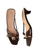 Prada 1990s Brown Rosebud Kitten Heels