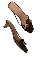 Prada 1990s Brown Rosebud Kitten Heels