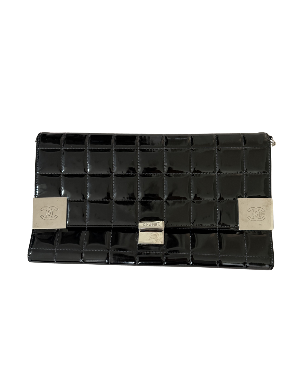 Chanel Black Patent Leather Chocolate Bar Bag