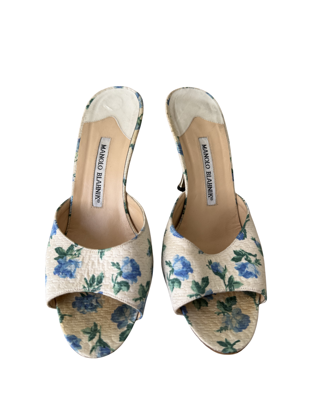 Manolo Blahnik Blue Floral Heels