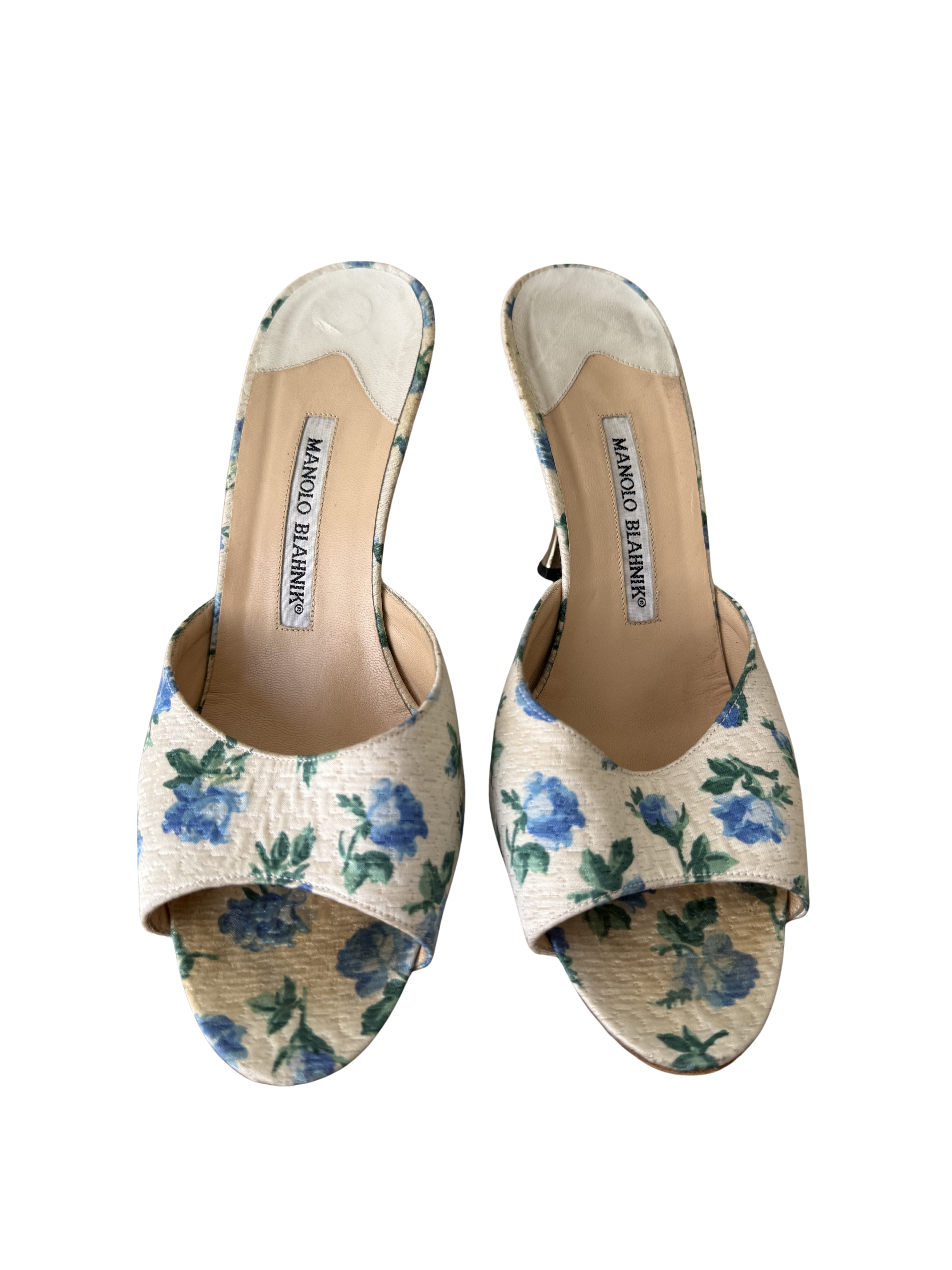 Manolo Blahnik Blue Floral Heels