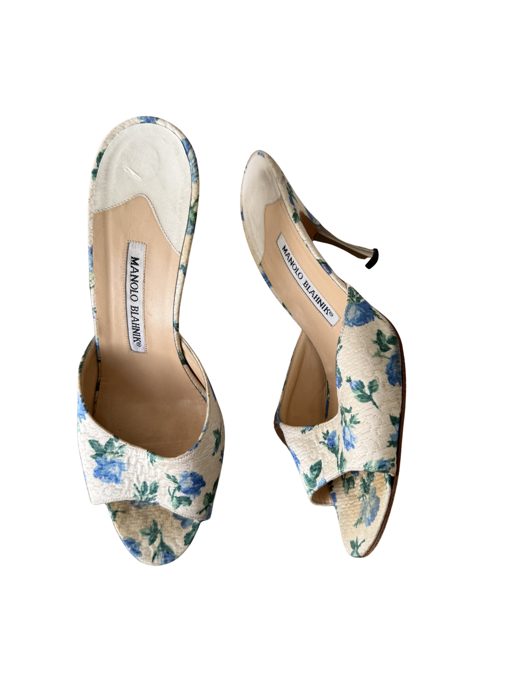 Manolo Blahnik Blue Floral Heels