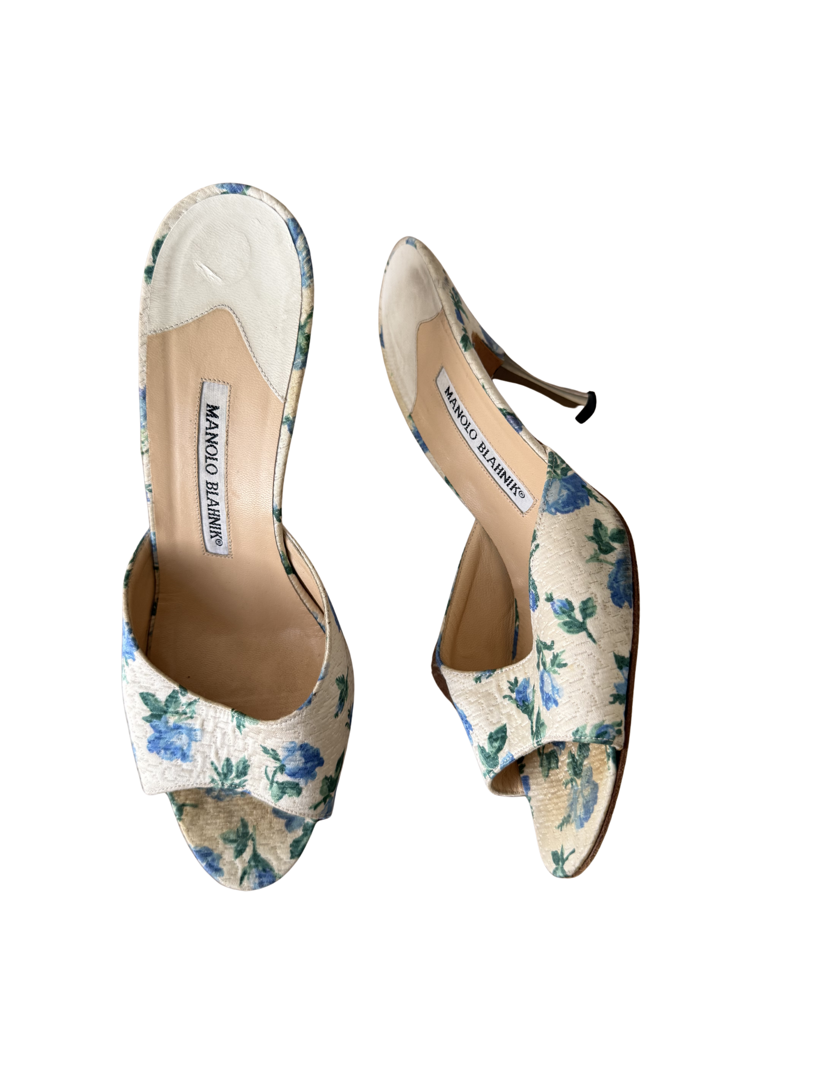 Manolo Blahnik Blue Floral Heels