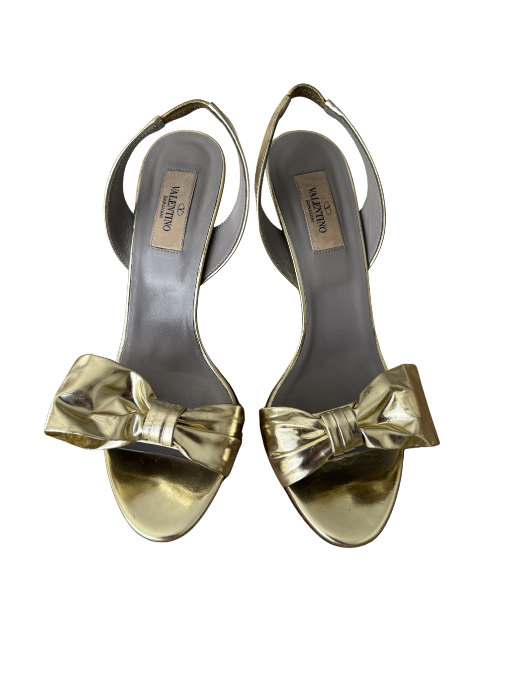Valentino Gold Bow Slingback Heels