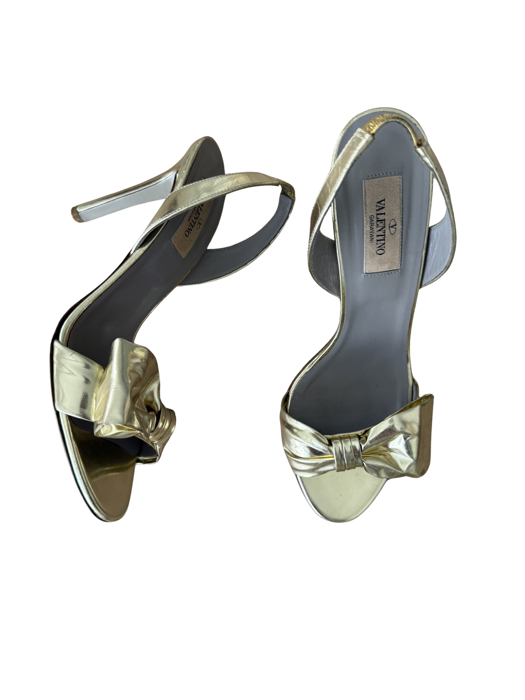 Valentino Gold Bow Slingback Heels