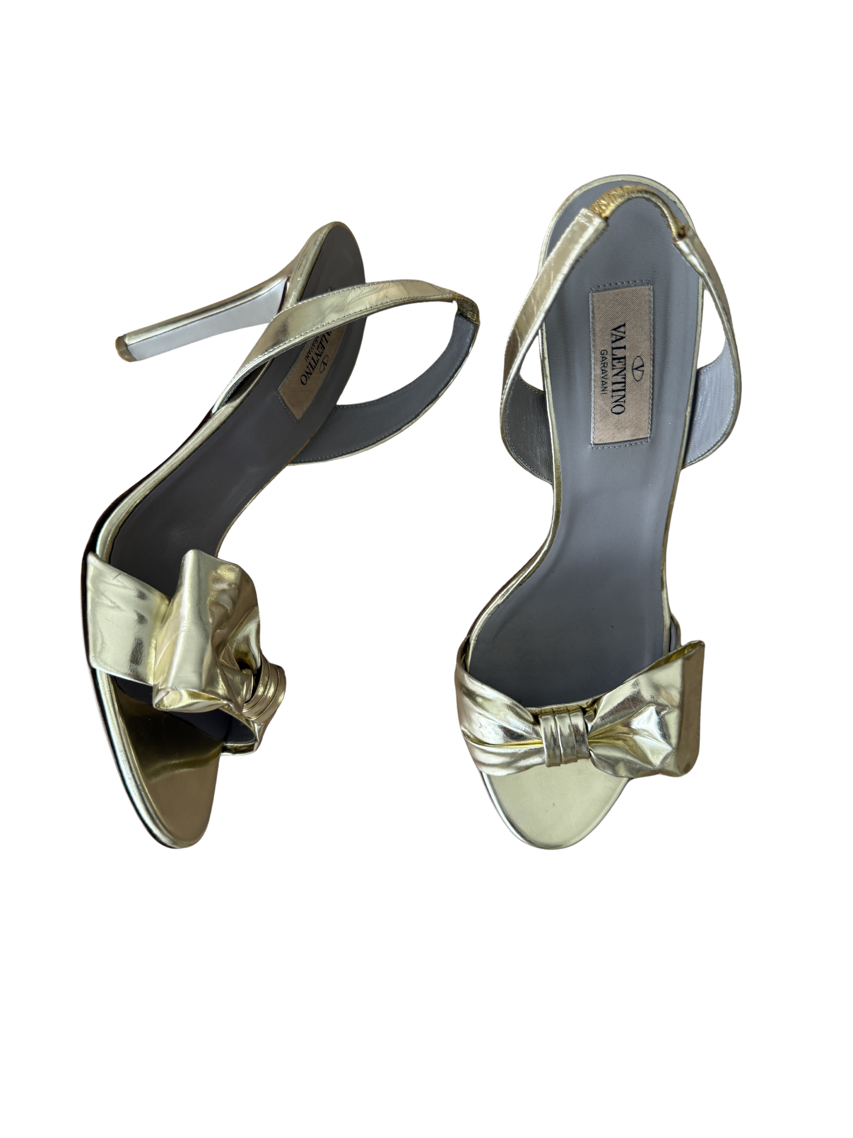 Valentino Gold Bow Slingback Heels