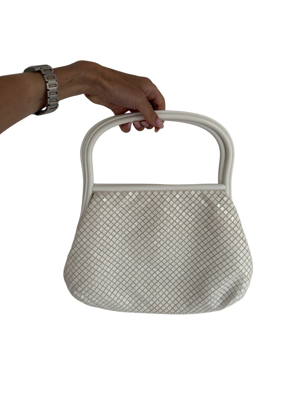 Vintage 1950’s White Lacquer Top Handle Bag