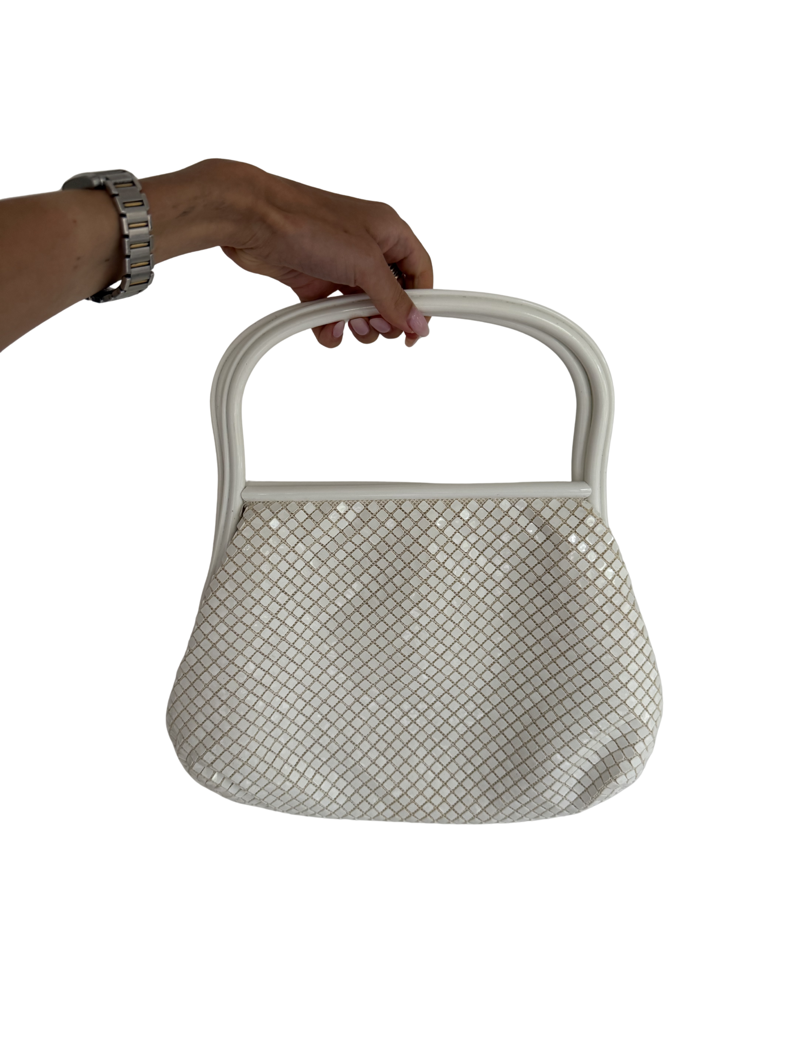 Vintage 1950’s White Lacquer Top Handle Bag