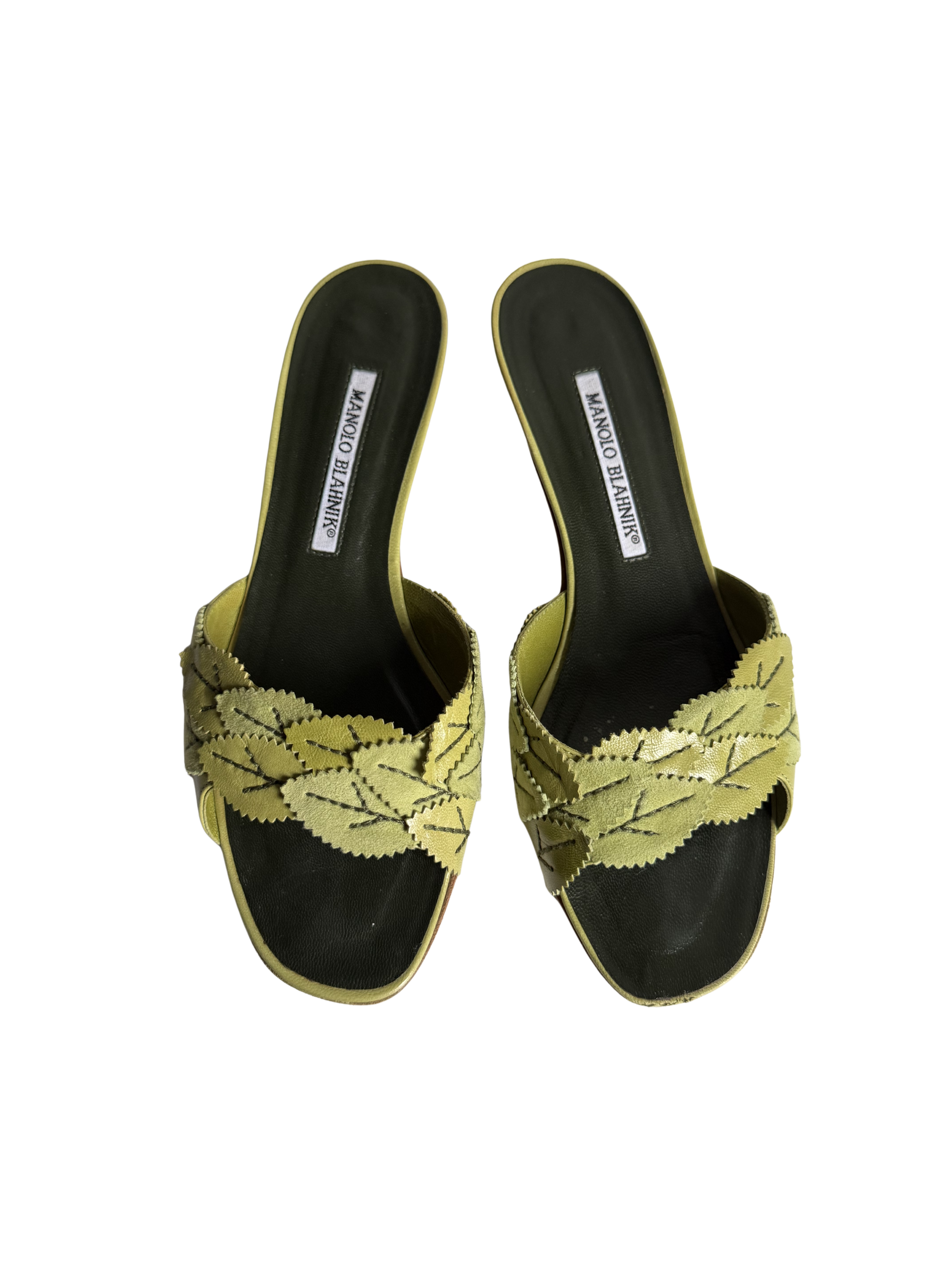 Manolo Blahnik Green Leaf Sandals