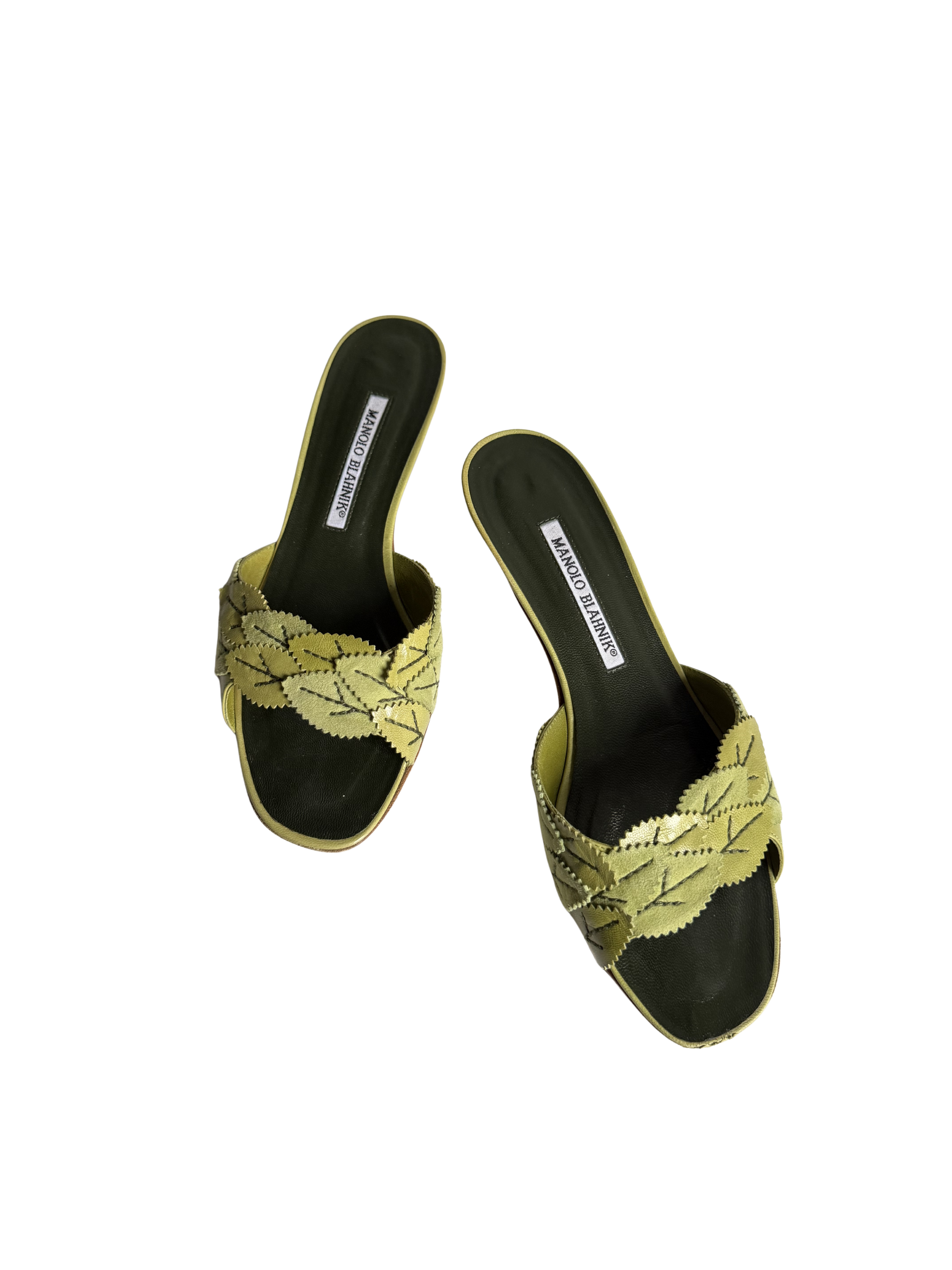 Manolo Blahnik Green Leaf Sandals