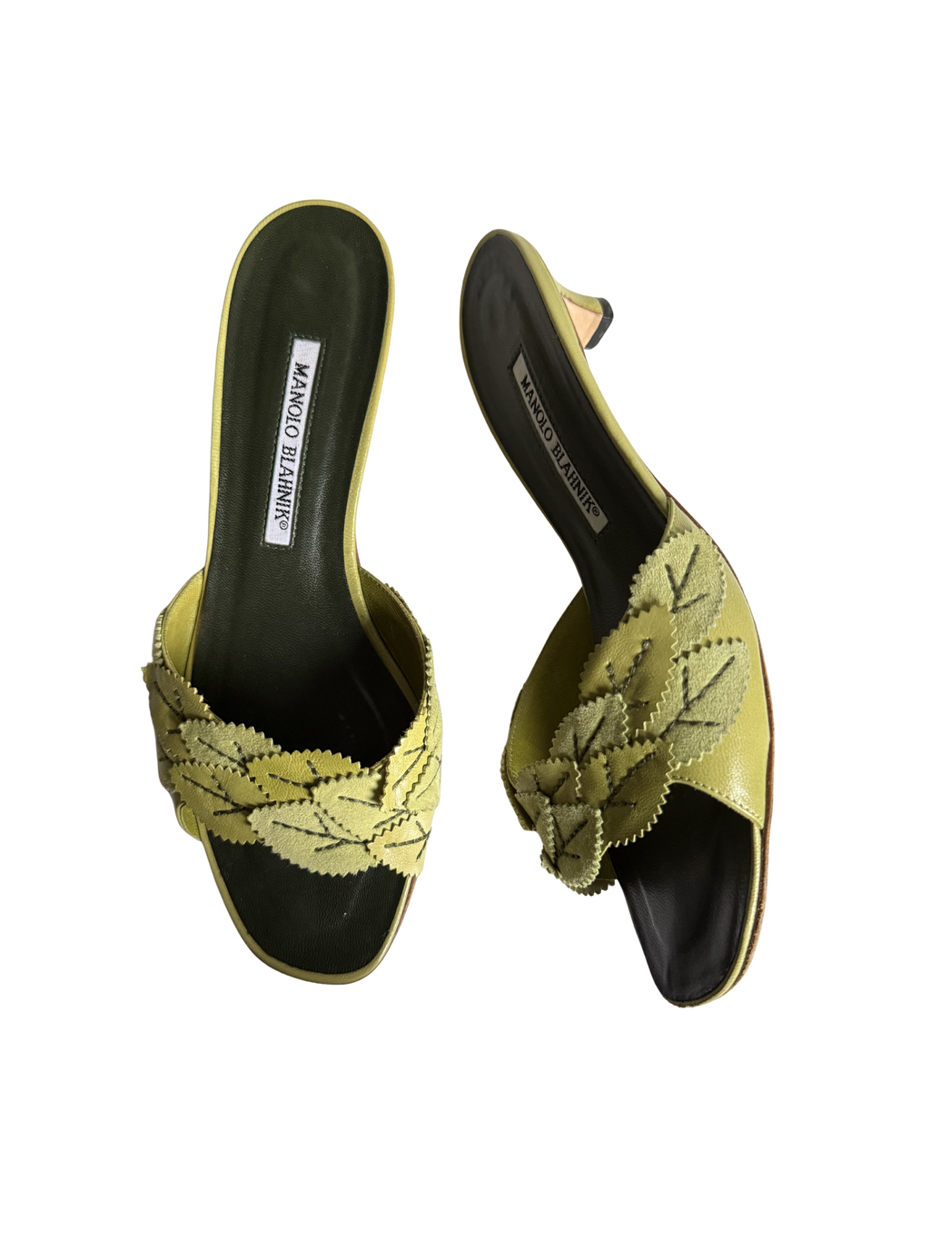 Manolo Blahnik Green Leaf Sandals