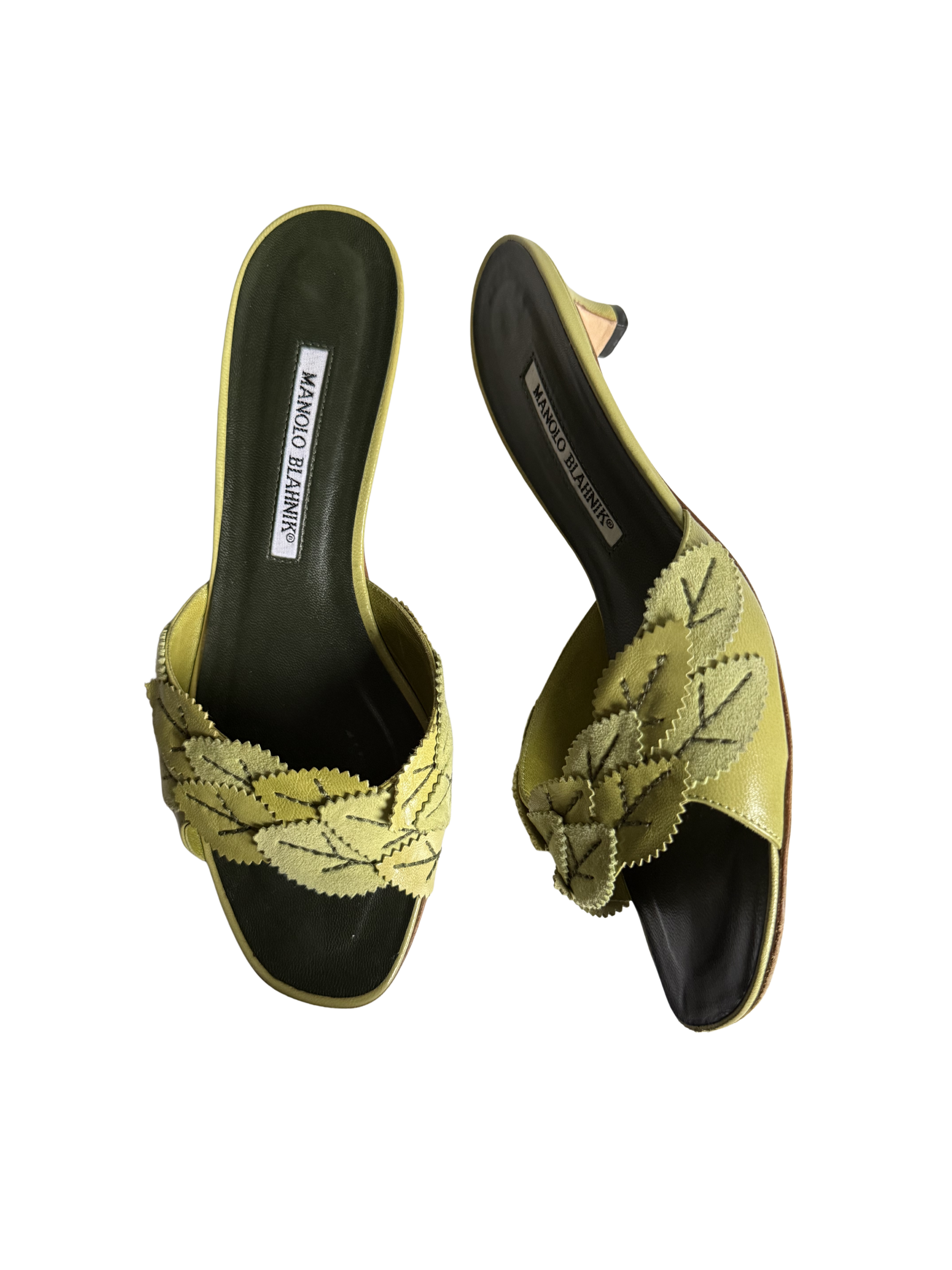 Manolo Blahnik Green Leaf Sandals