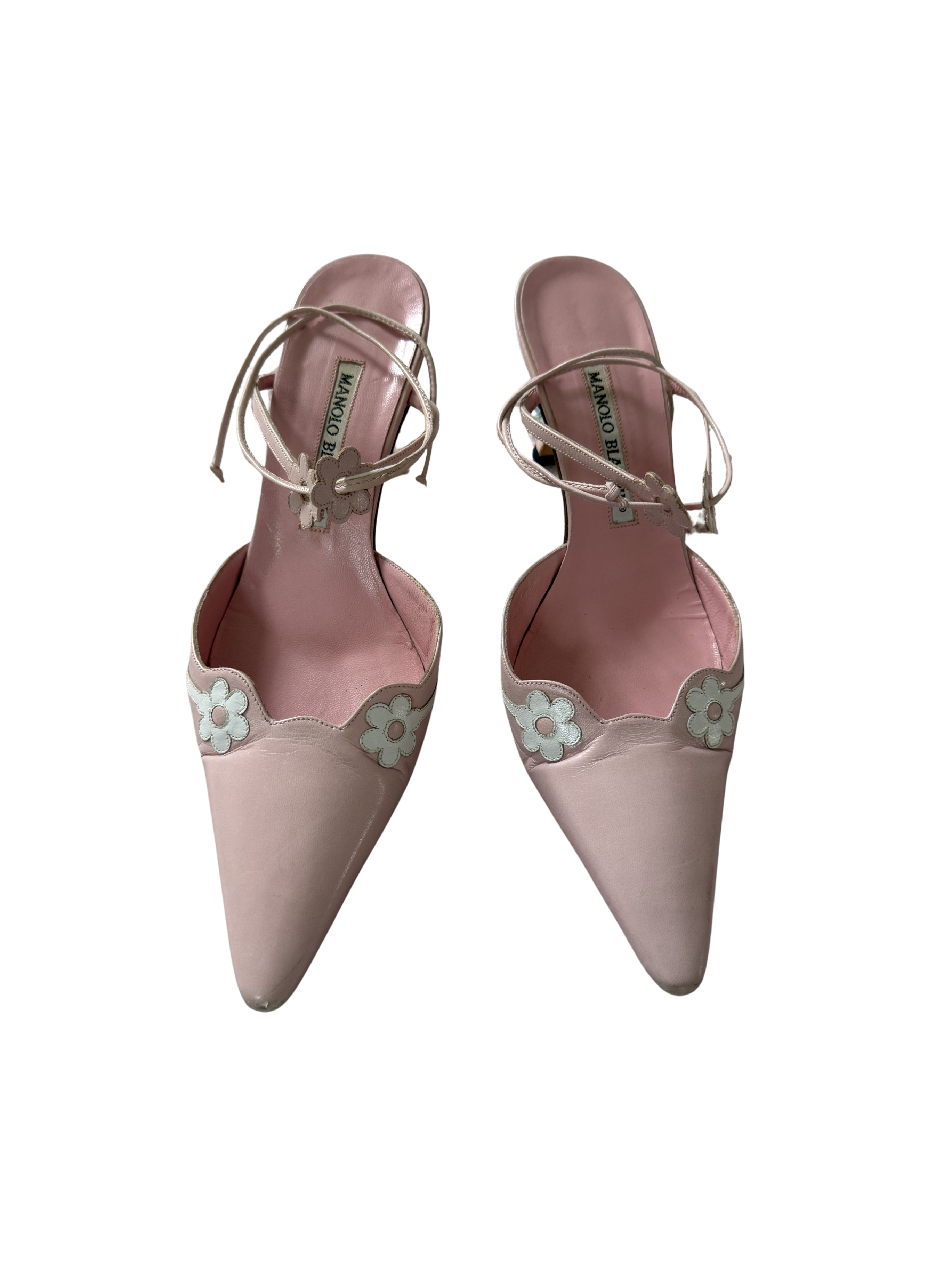 Manolo Blahnik Pink Flower Heels