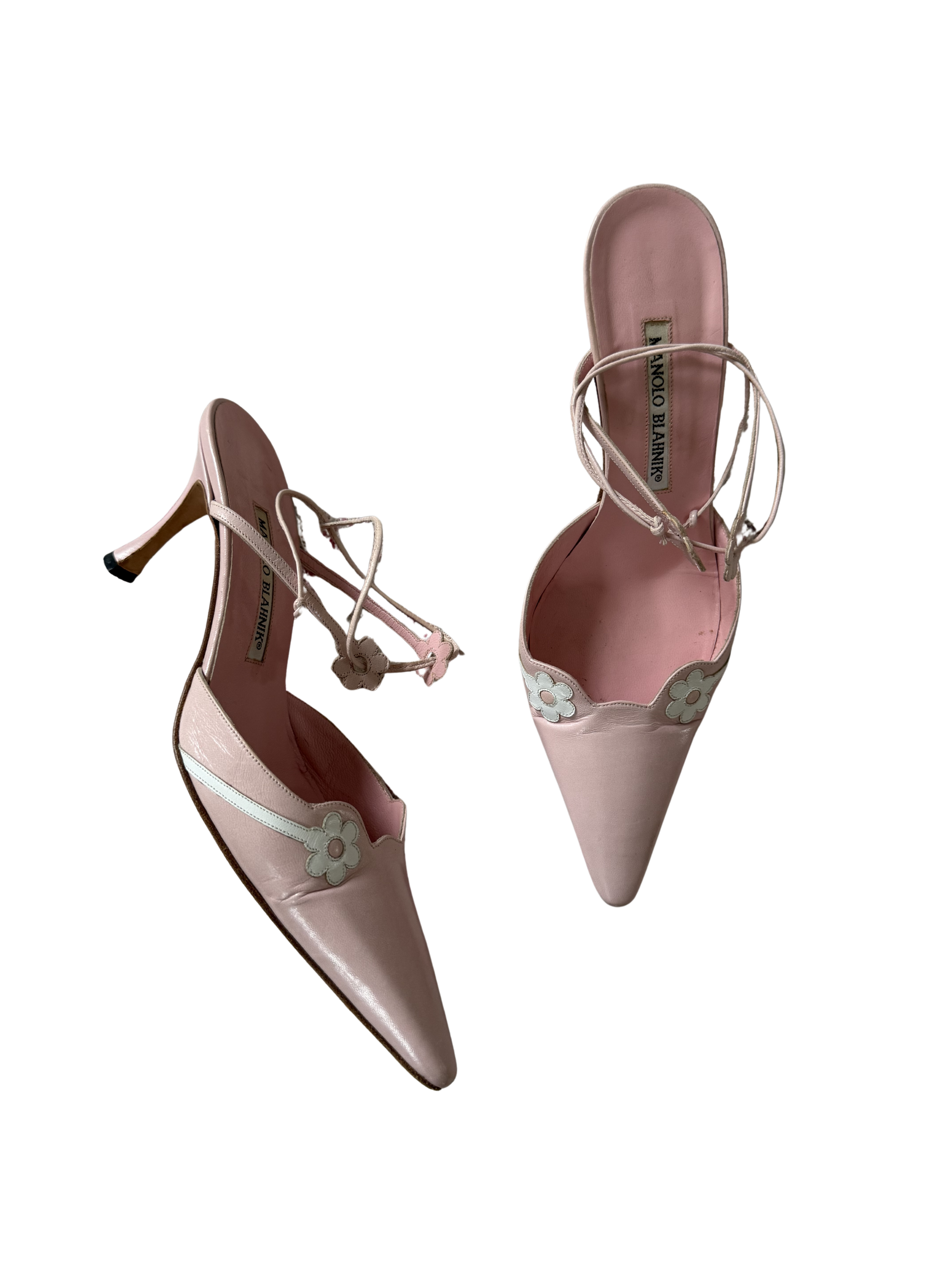 Manolo Blahnik Pink Flower Heels
