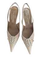 Valentino Embellished Buckle Slingback Heels (36)