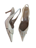 Valentino Embellished Buckle Slingback Heels (36)