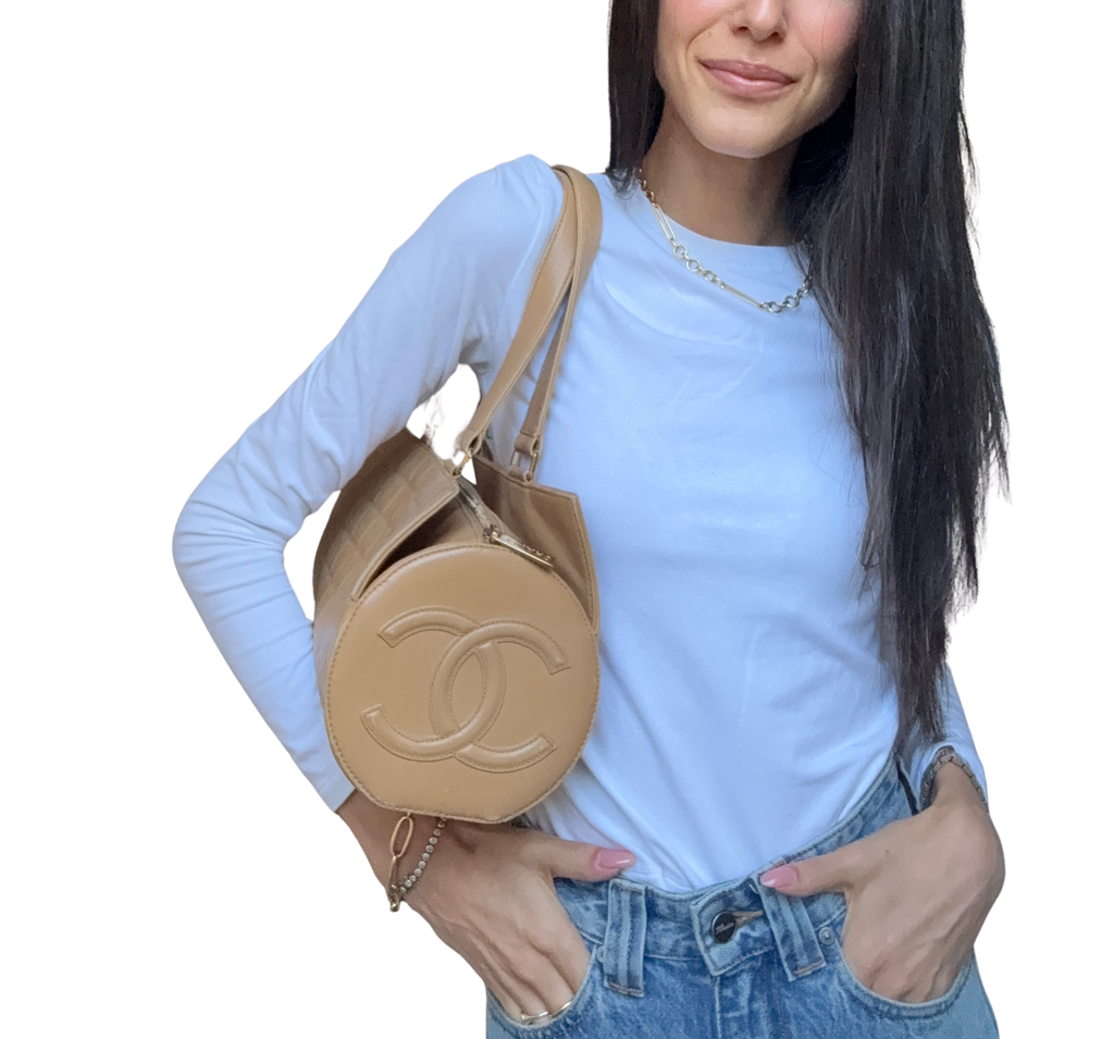 Chanel Beige Quilted Chocolate Bar Bag