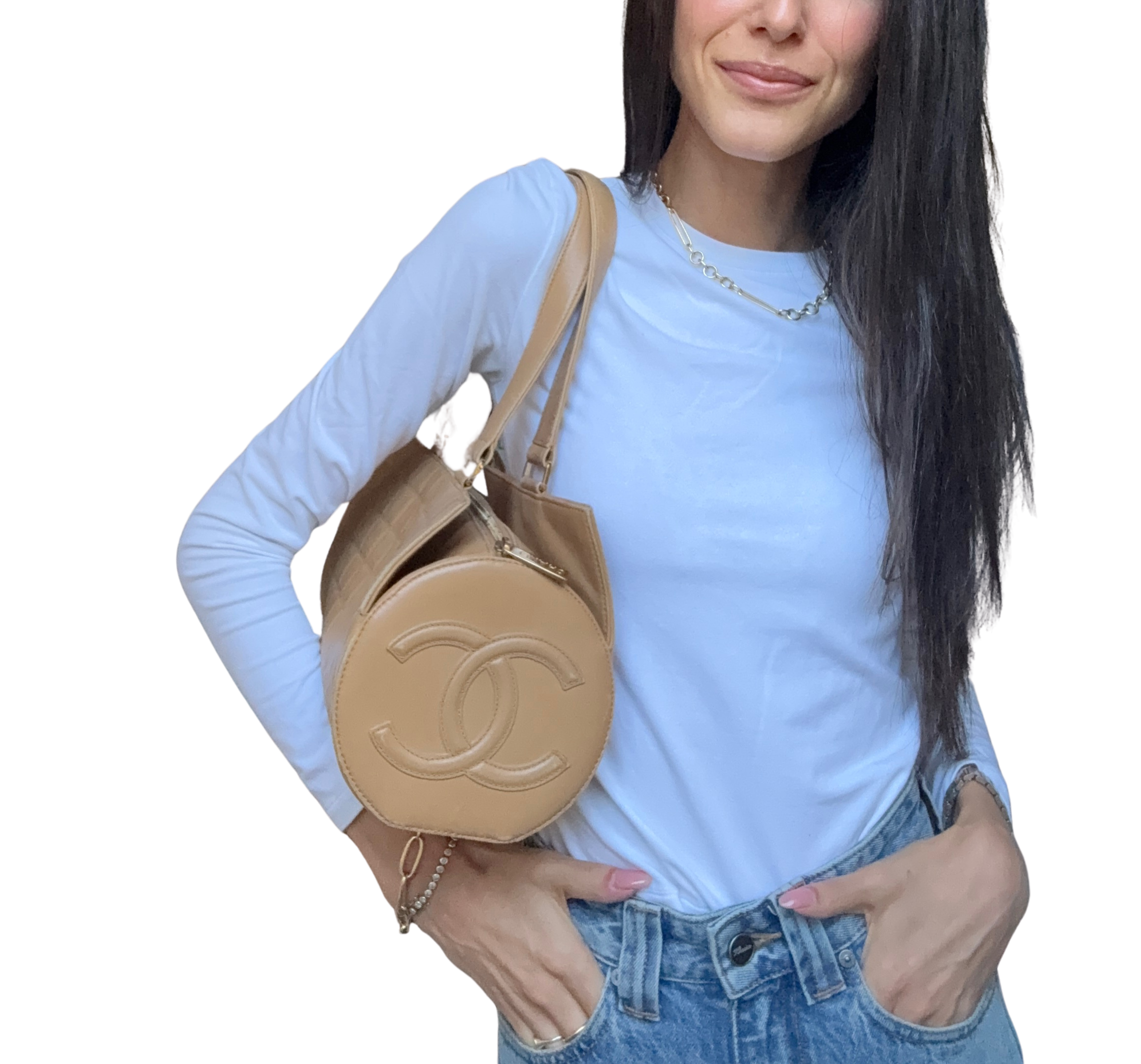 Chanel Beige Quilted Chocolate Bar Bag