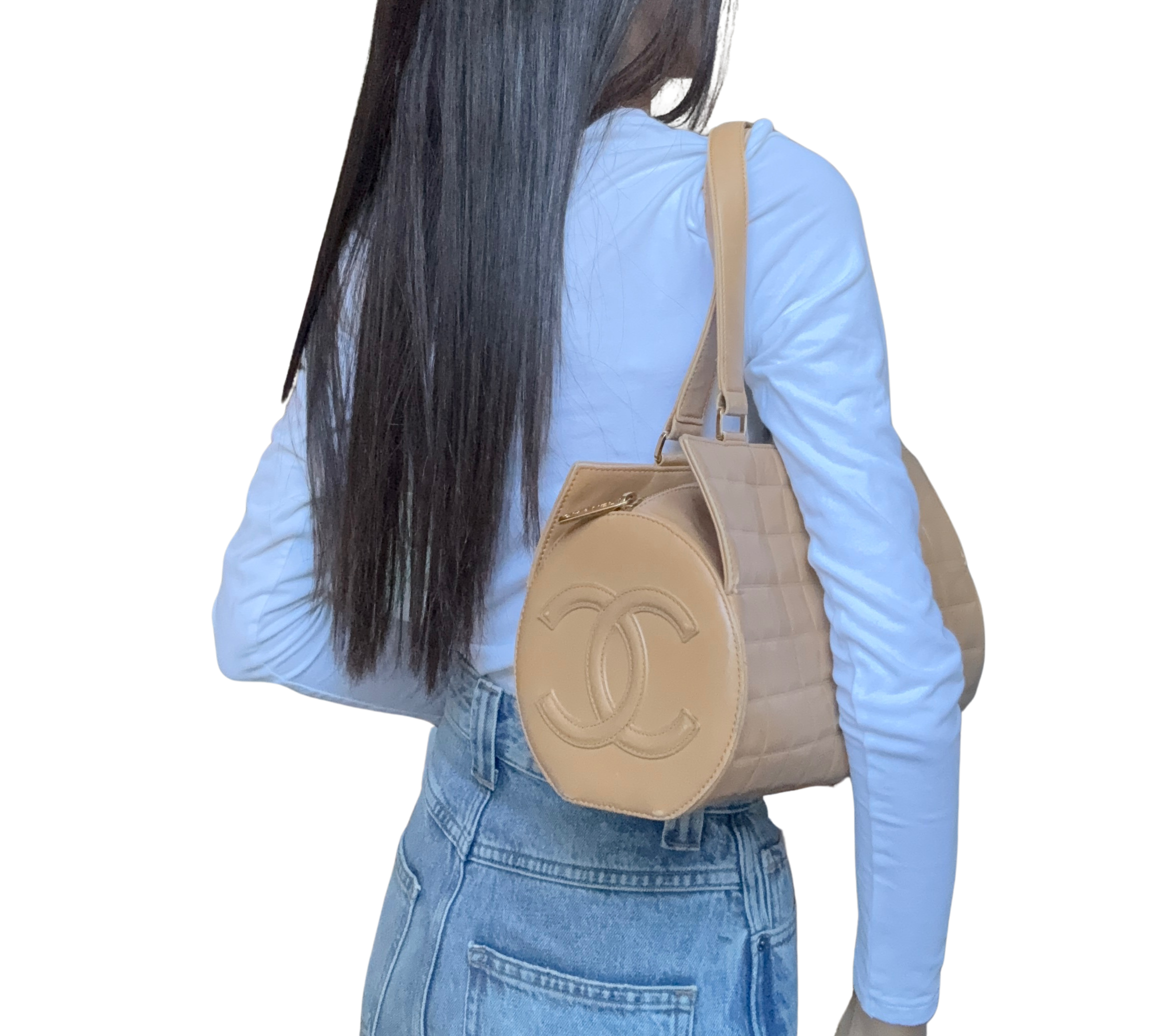 Chanel Beige Quilted Chocolate Bar Bag