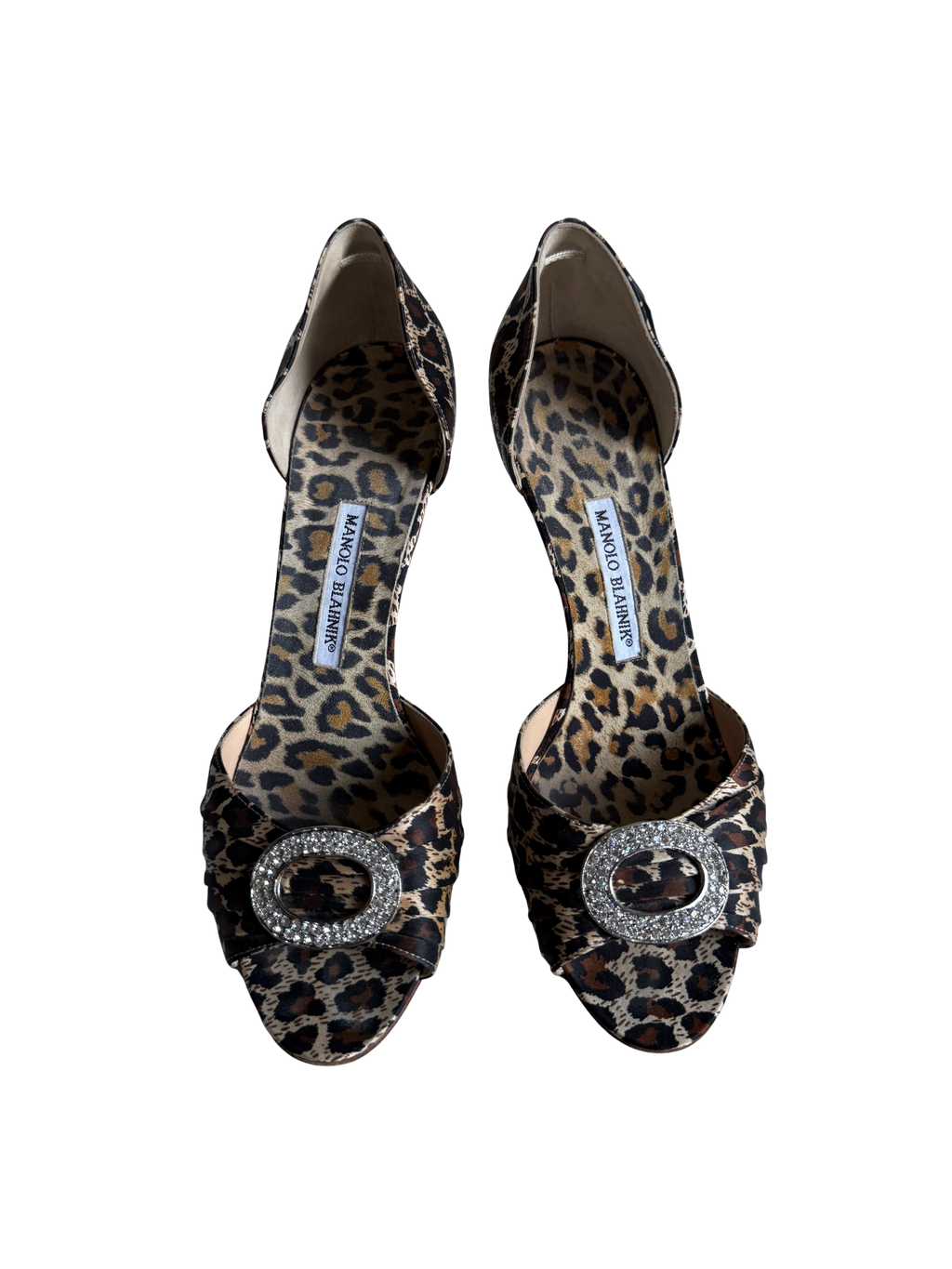 Manolo Blahnik Leopard Print Embellished D’Orsay Heels