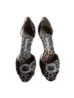 Manolo Blahnik Leopard Print Embellished D’Orsay Heels