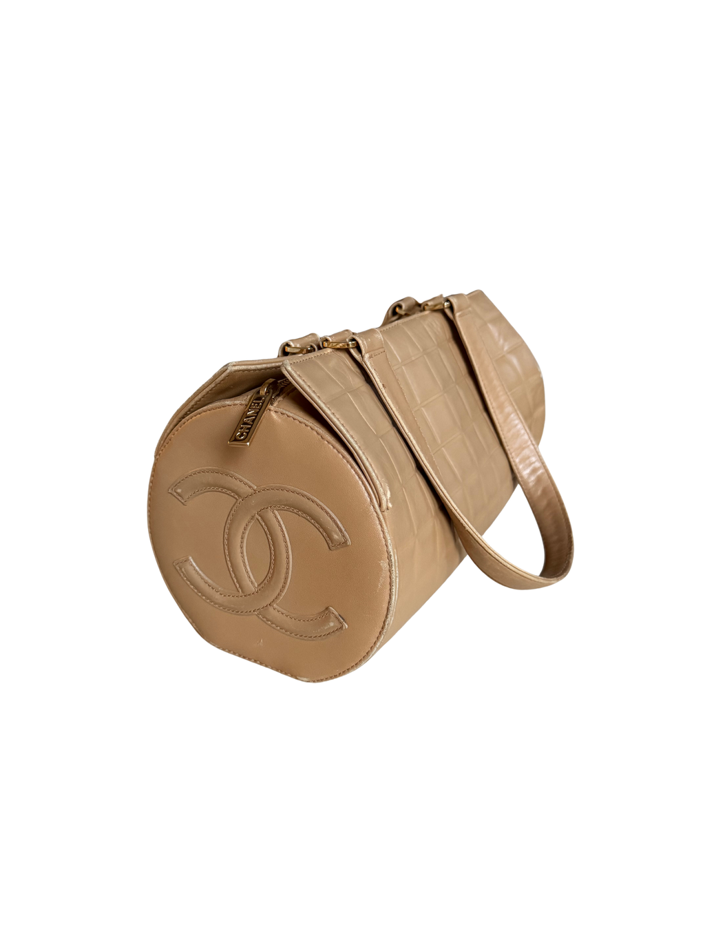 Chanel Beige Quilted Chocolate Bar Bag