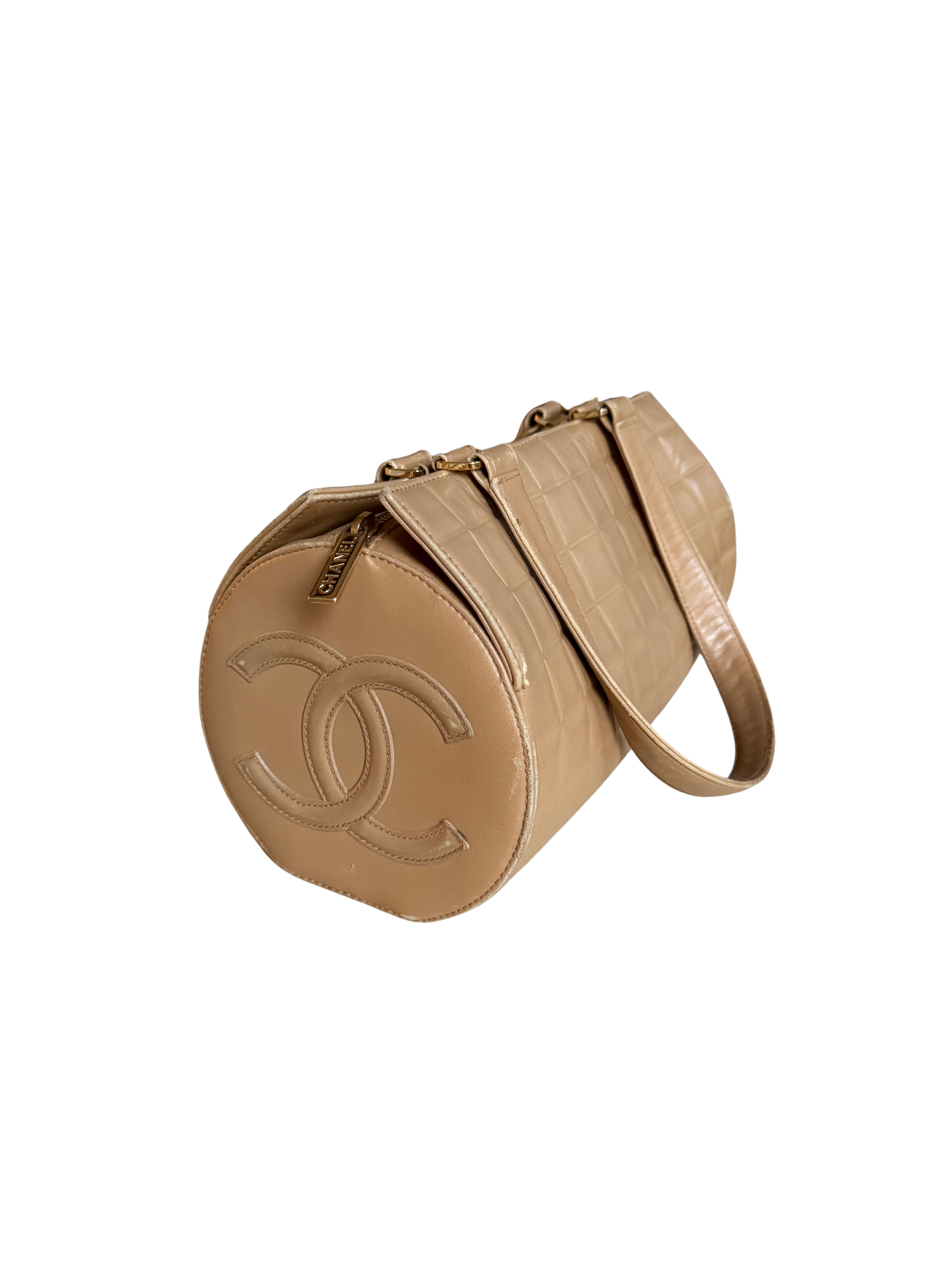 Chanel Beige Quilted Chocolate Bar Bag