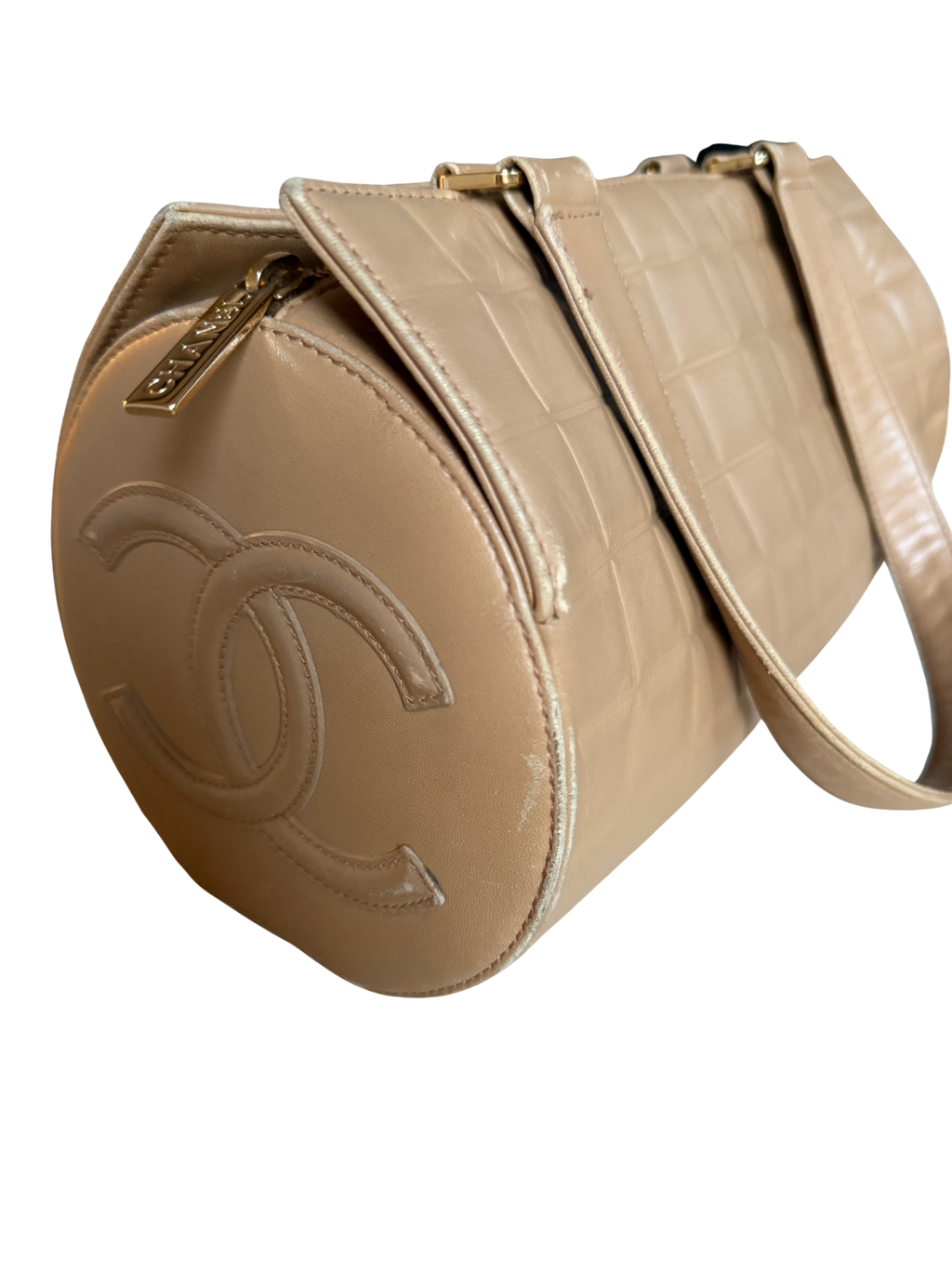 Chanel Beige Quilted Chocolate Bar Bag