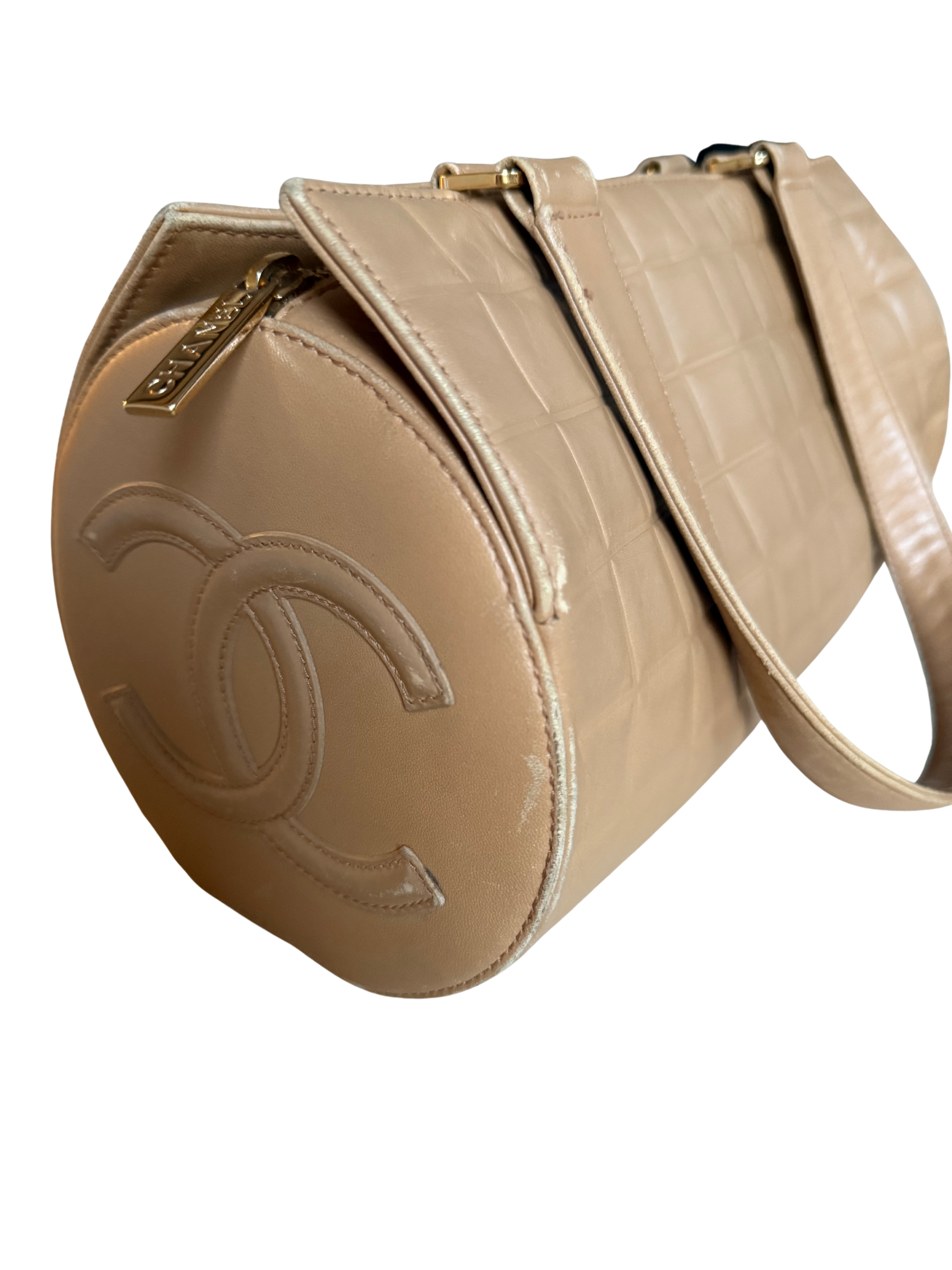 Chanel Beige Quilted Chocolate Bar Bag