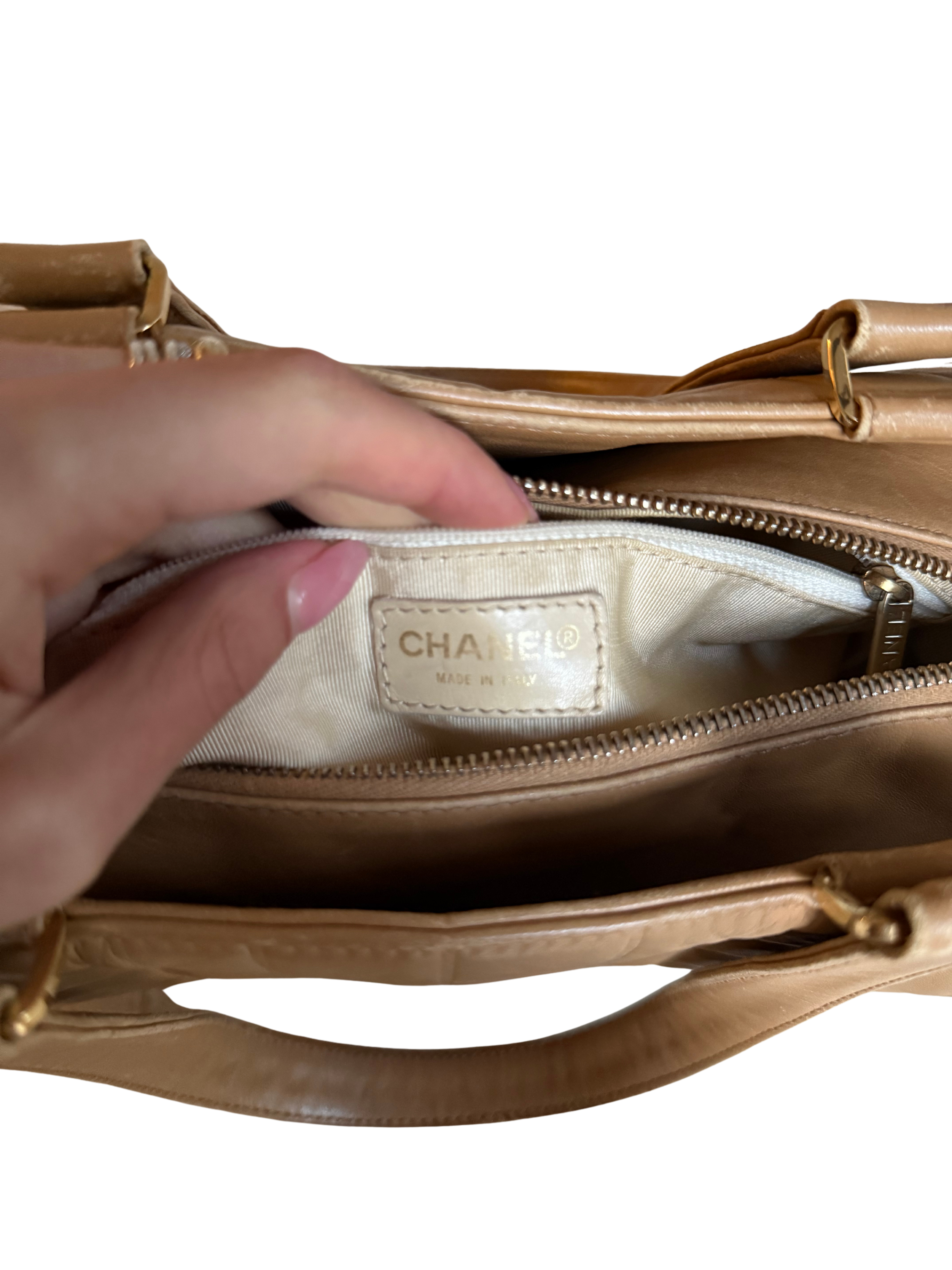 Chanel Beige Quilted Chocolate Bar Bag