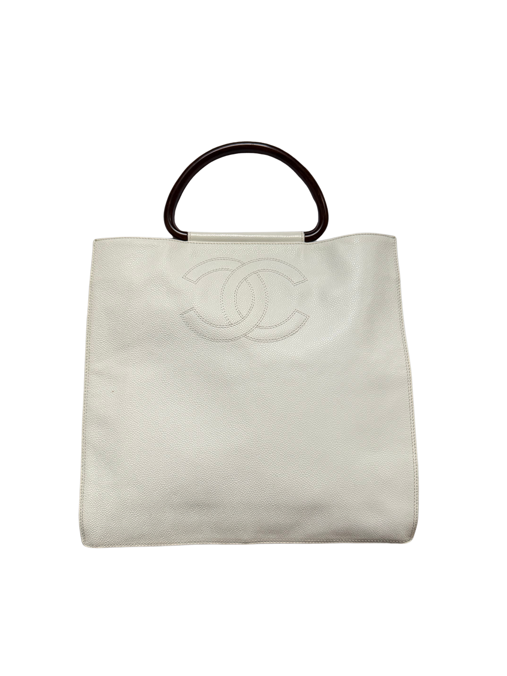 Chanel Caviar Leather Wooden Top Handle Bag