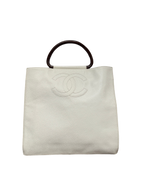 Chanel Caviar Leather Wooden Top Handle Bag