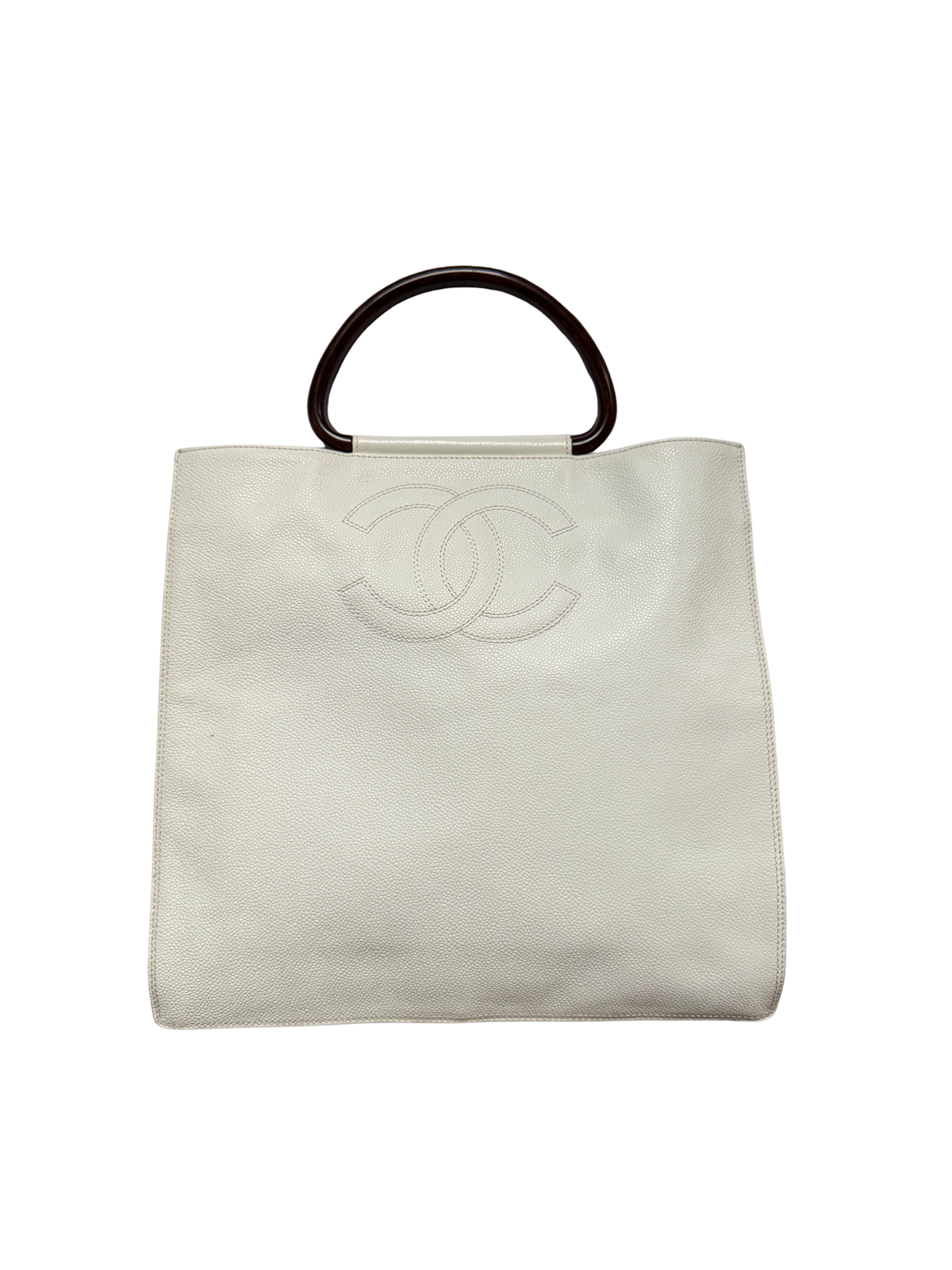 Chanel Caviar Leather Wooden Top Handle Bag