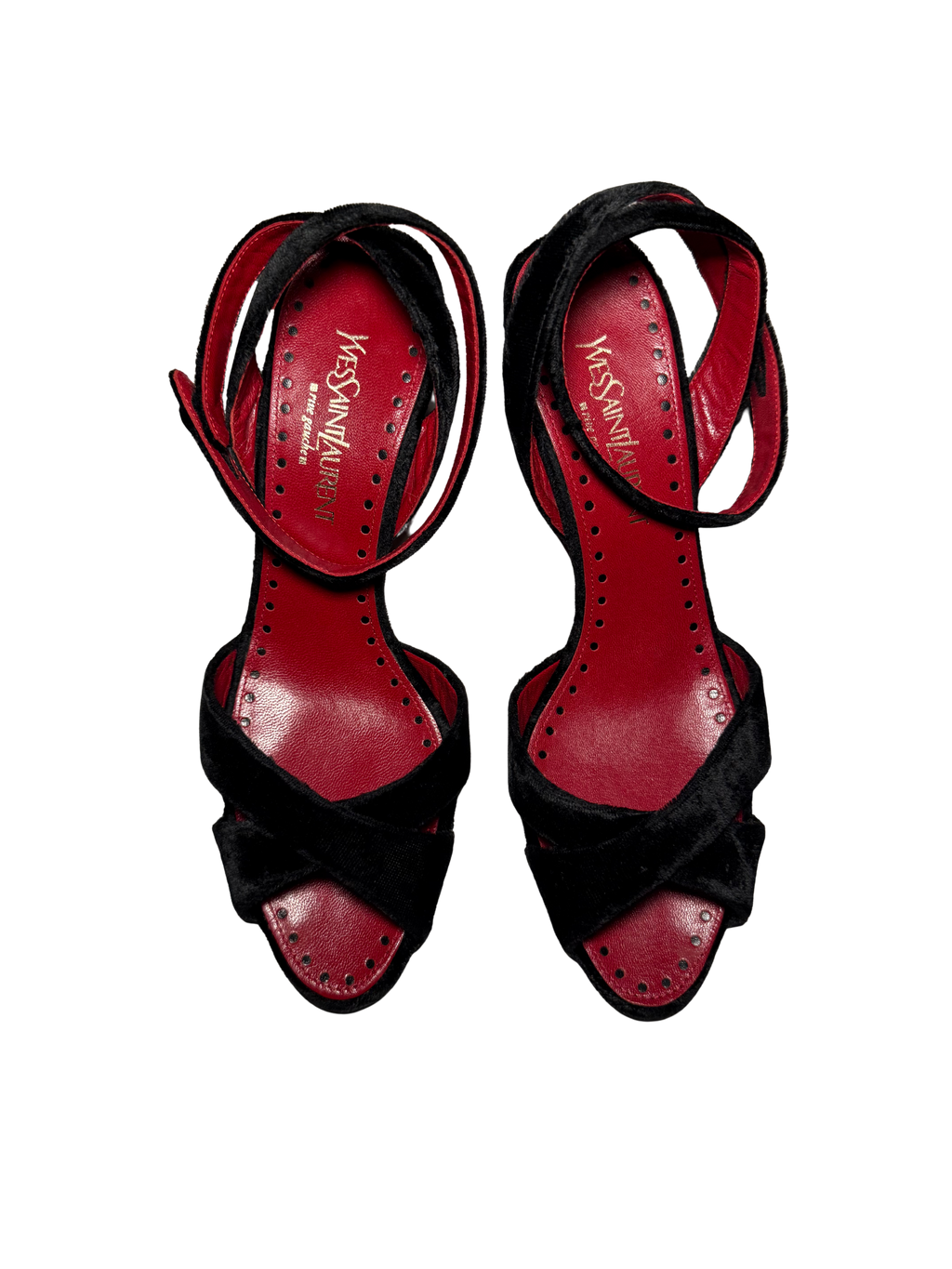 Yves Saint Laurent Velvet Red Lacquered Heels (37)