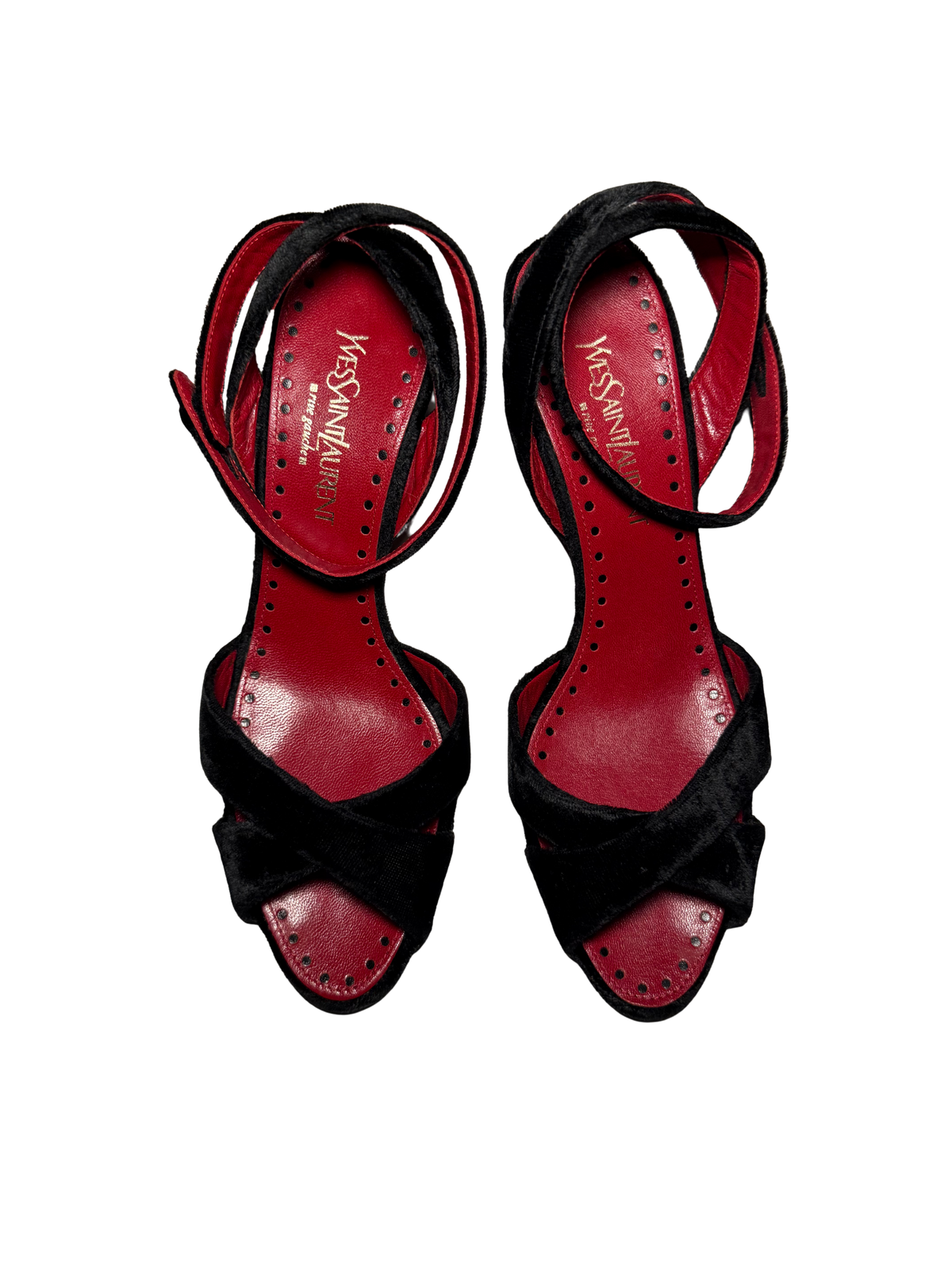 Yves Saint Laurent Velvet Red Lacquered Heels (37)