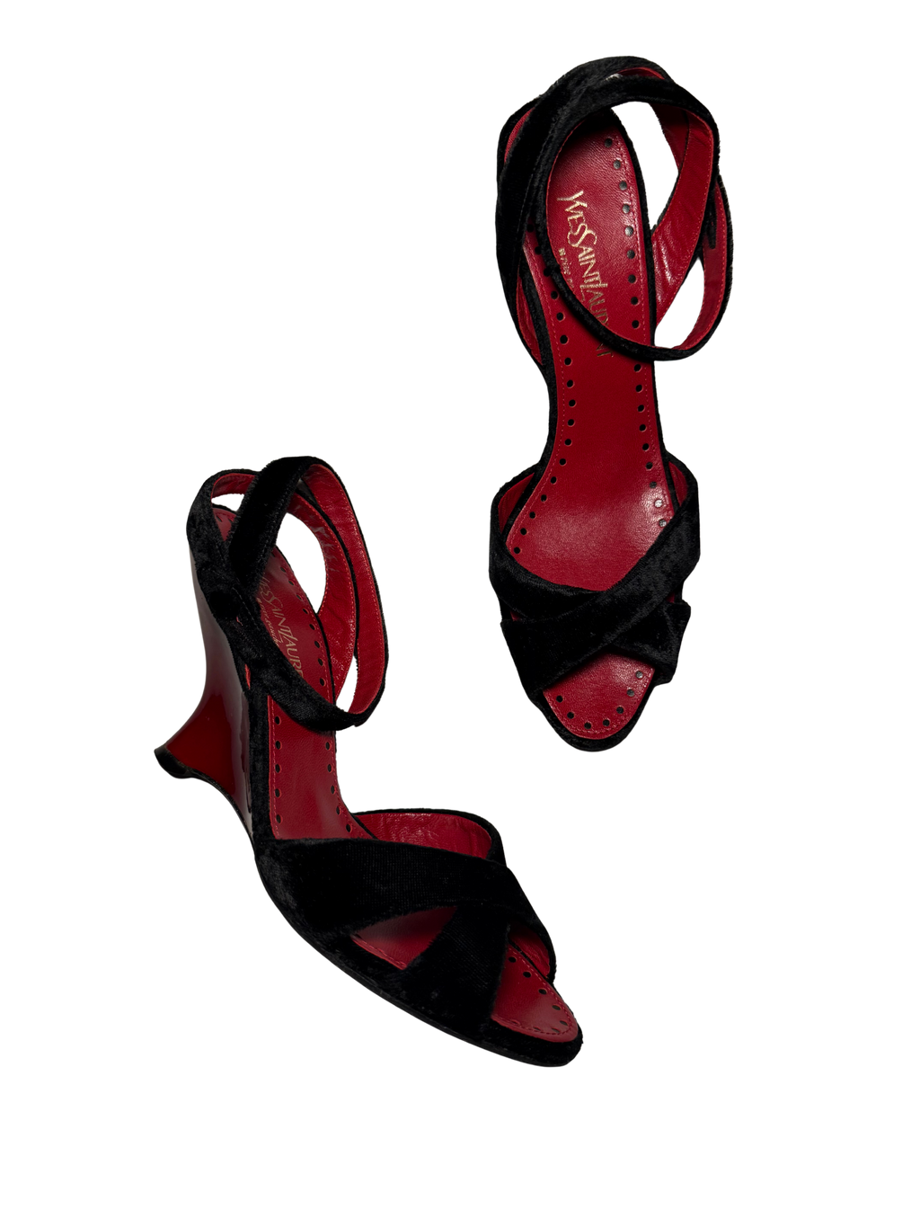 Yves Saint Laurent Velvet Red Lacquered Heels (37)